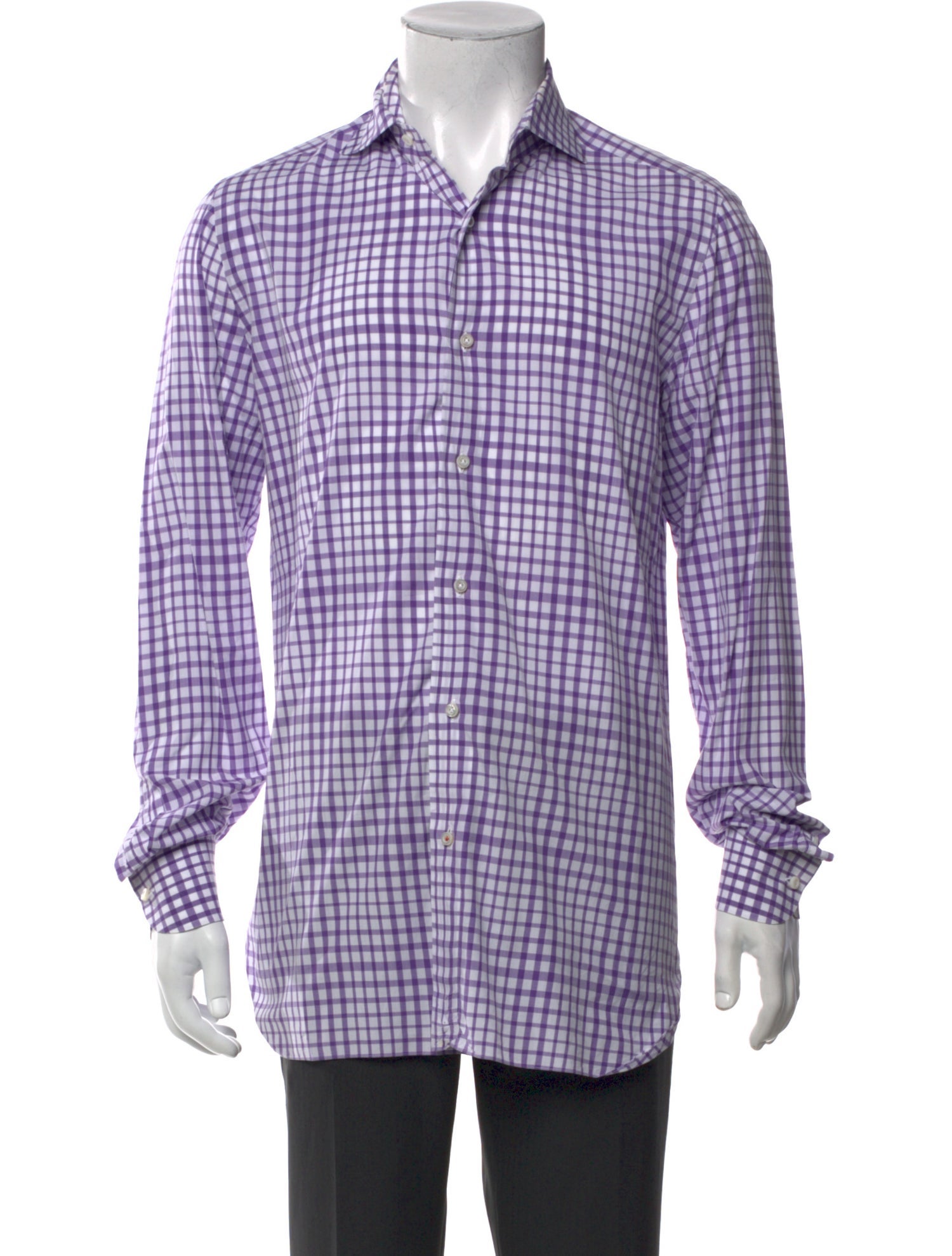 Isaia Plaid Print Long Sleeve Dress Shirt