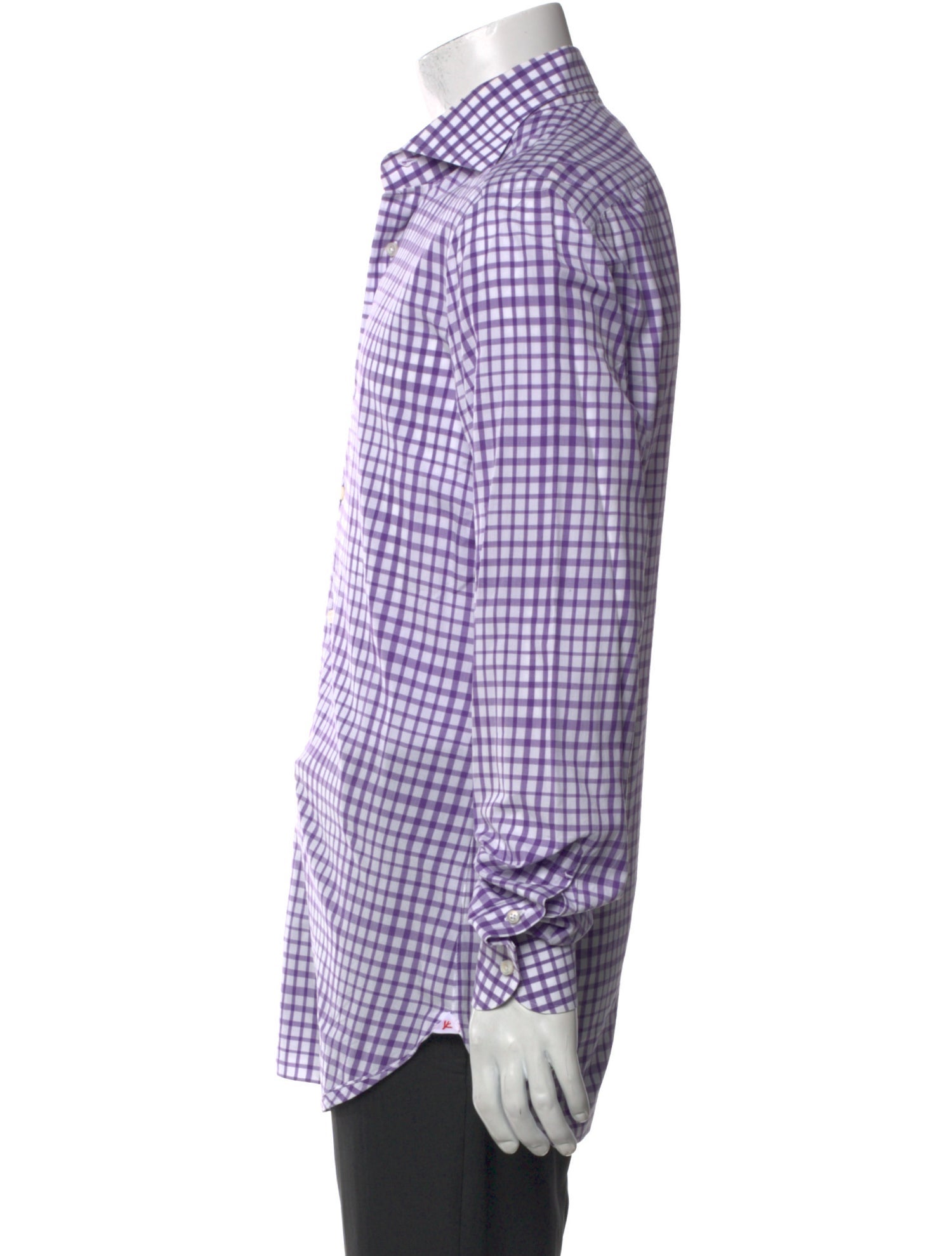 Isaia Plaid Print Long Sleeve Dress Shirt