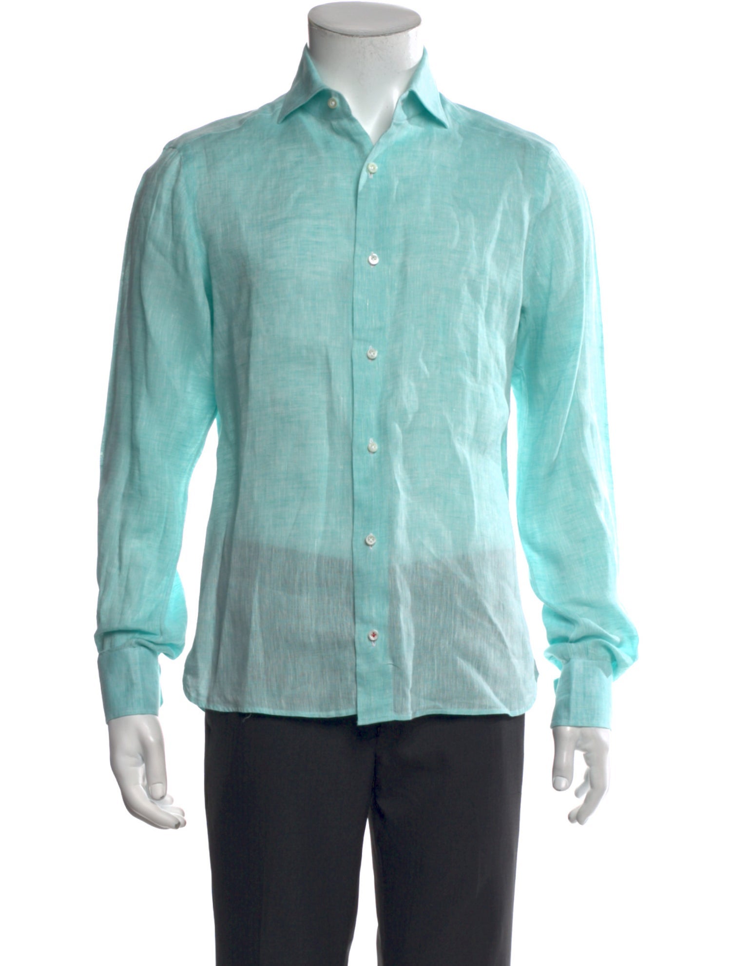 Isaia Linen Long Sleeve Dress Shirt