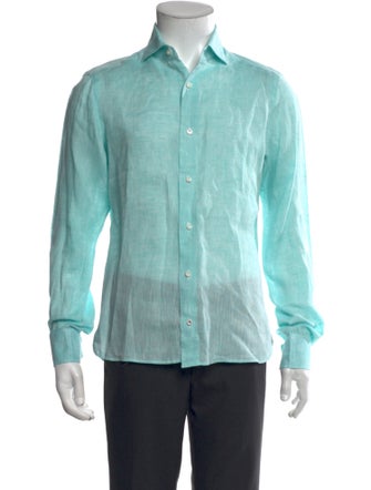 Isaia Linen Long Sleeve Dress Shirt