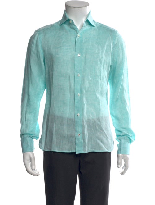 Isaia Linen Long Sleeve Dress Shirt