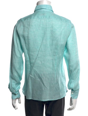 Isaia Linen Long Sleeve Dress Shirt