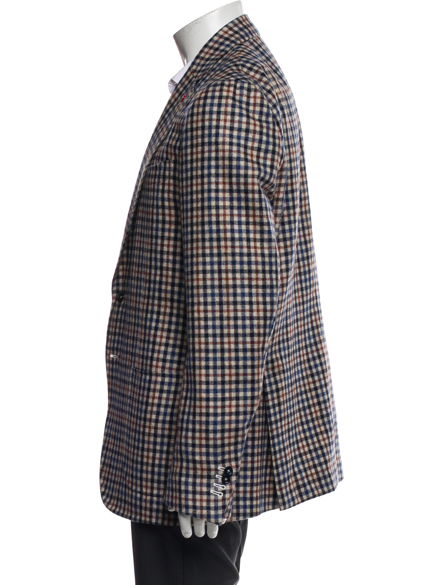 Isaia Cashmere Plaid Print Blazer