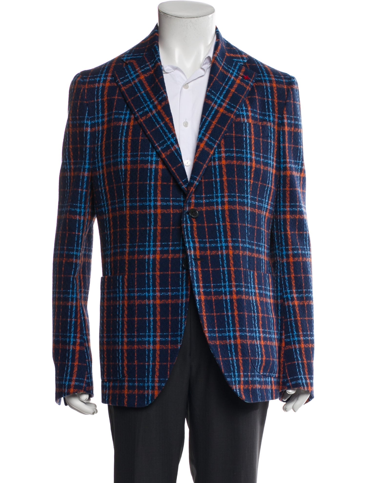 Isaia Plaid Print Blazer