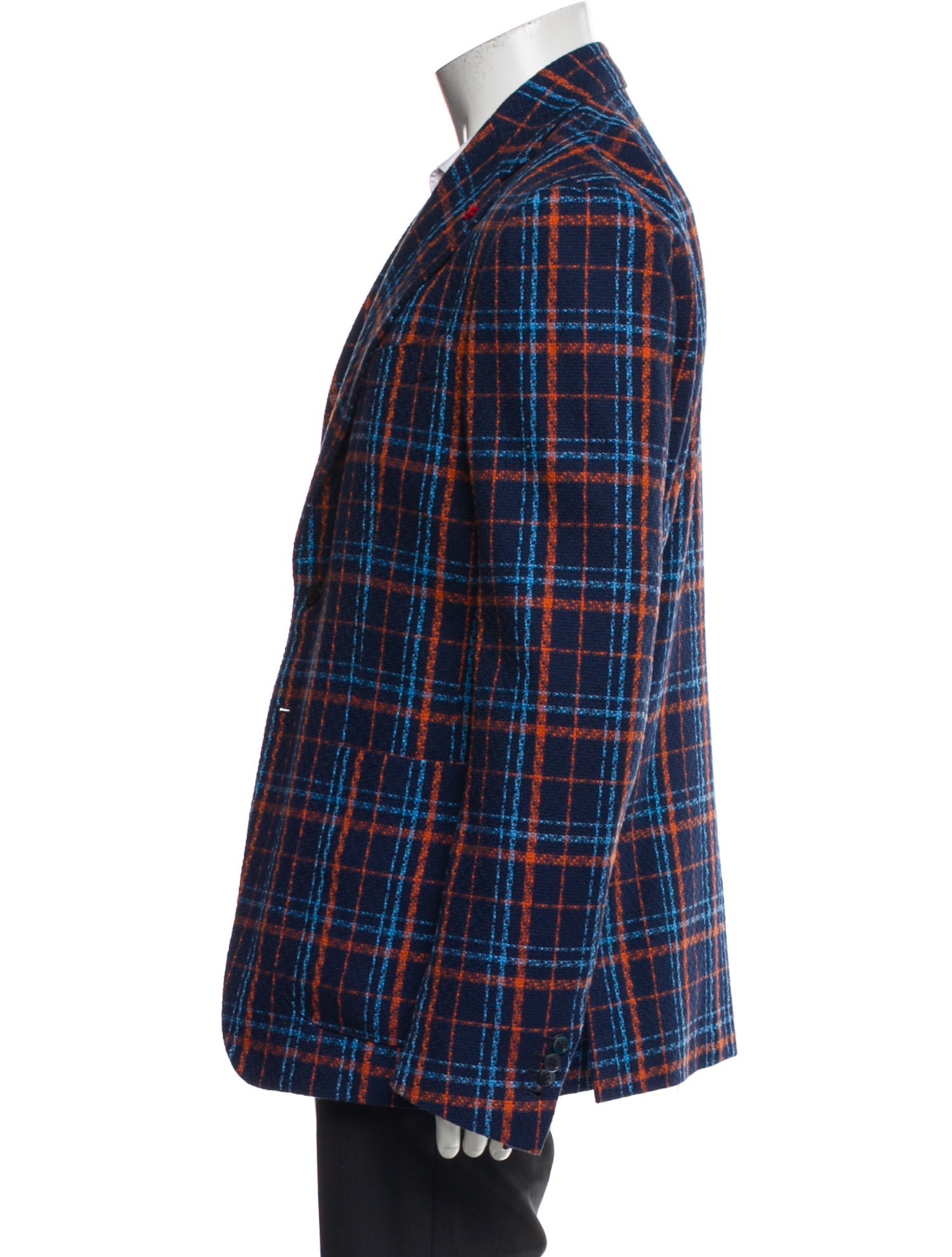 Isaia Plaid Print Blazer