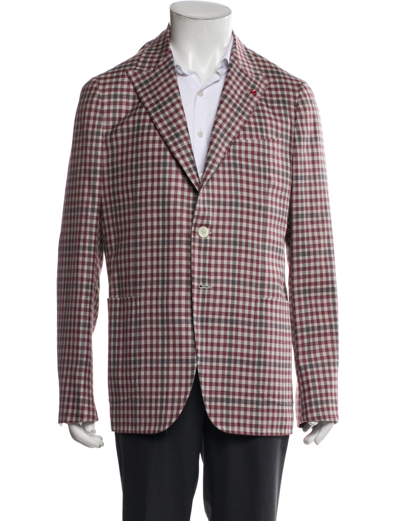 Isaia Wool Plaid Print Blazer