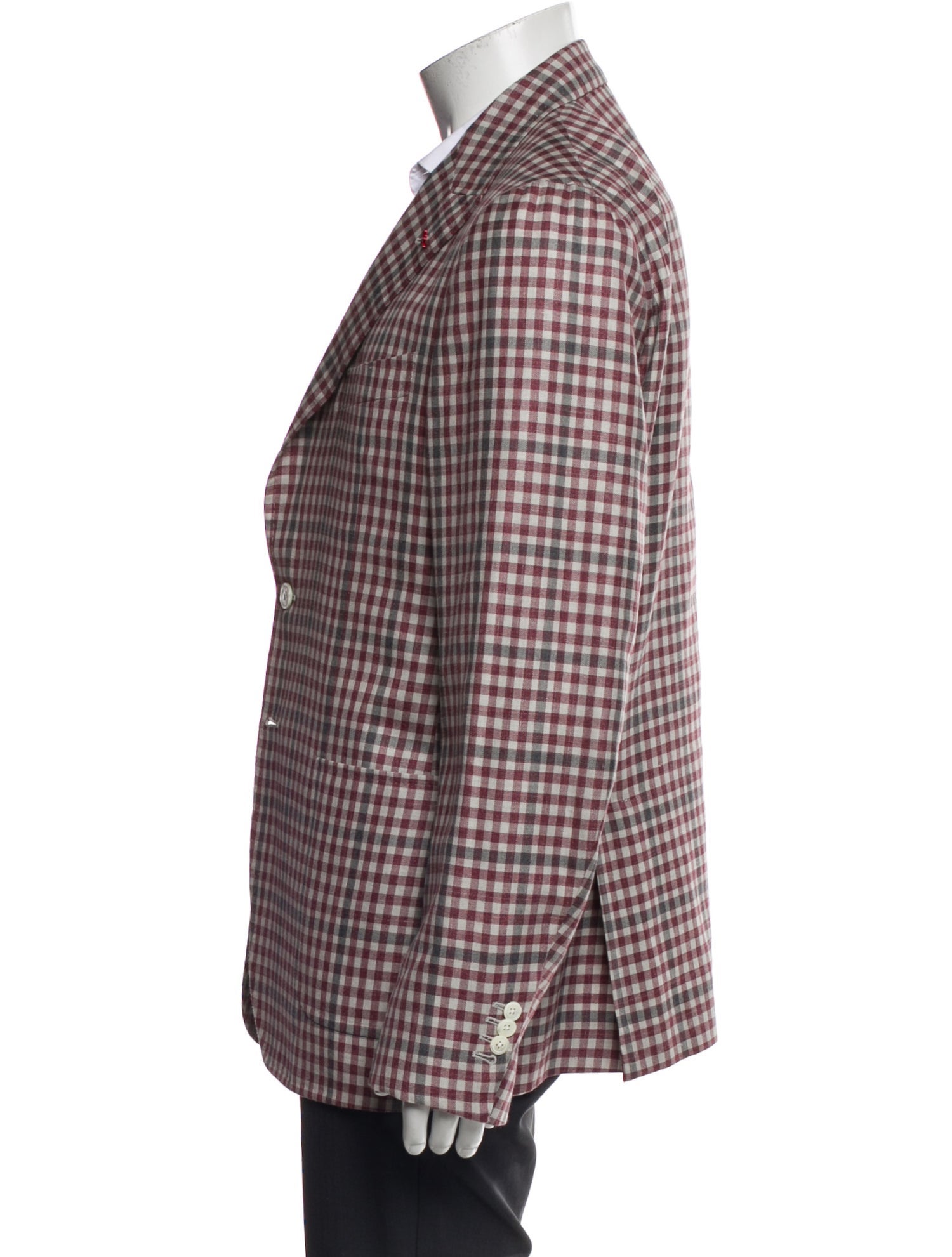 Isaia Wool Plaid Print Blazer