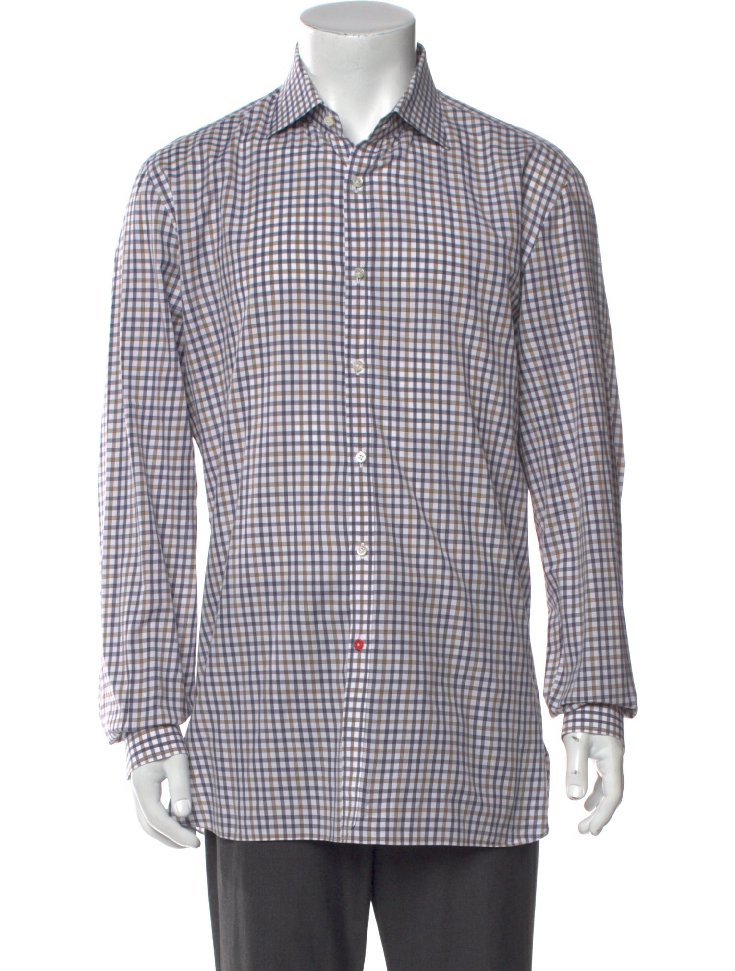 Isaia Plaid Print Long Sleeve Shirt