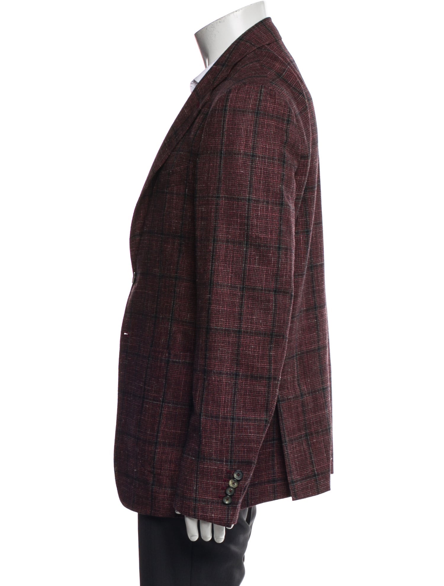 Isaia Wool Plaid Print Blazer
