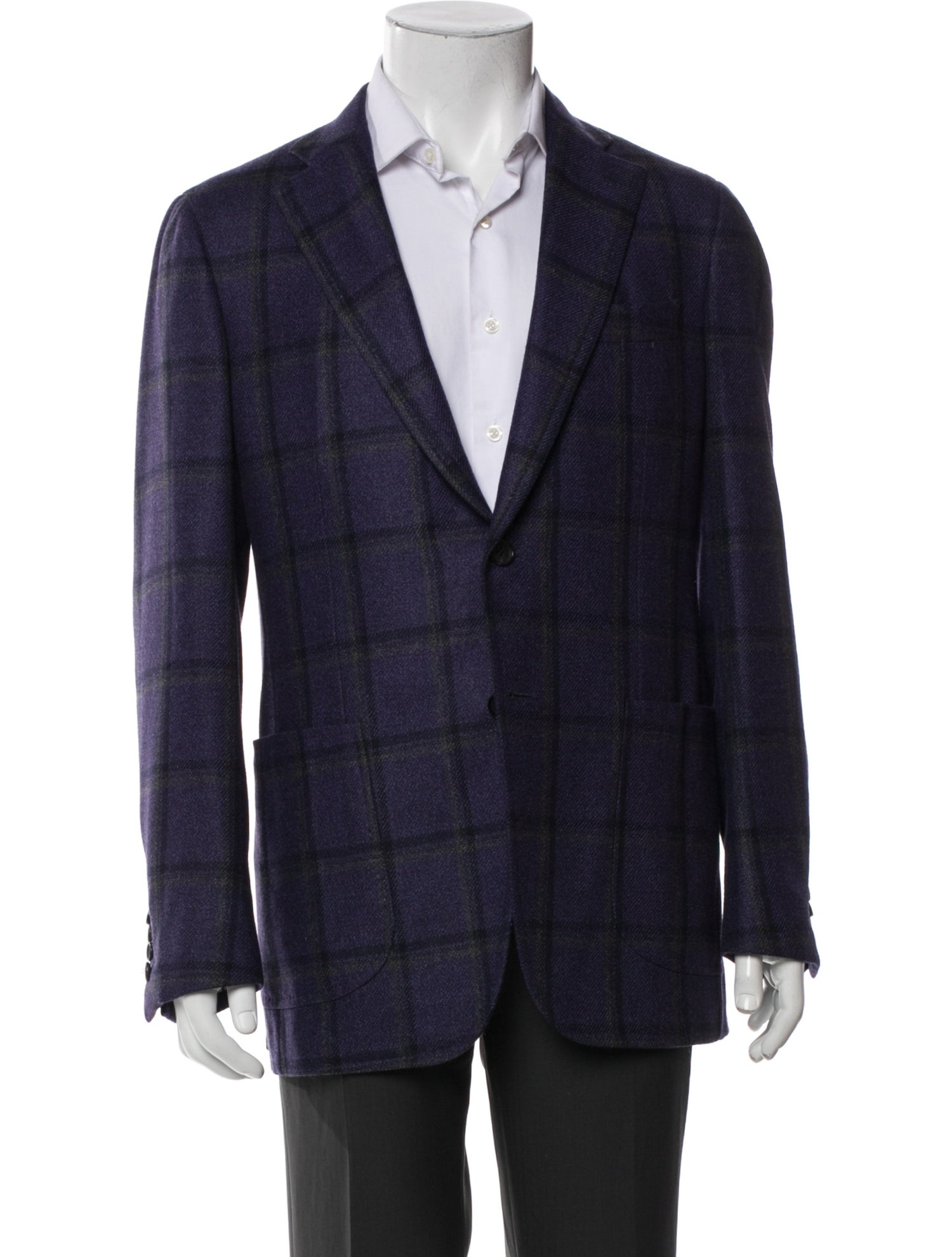 Isaia Wool Plaid Print Blazer
