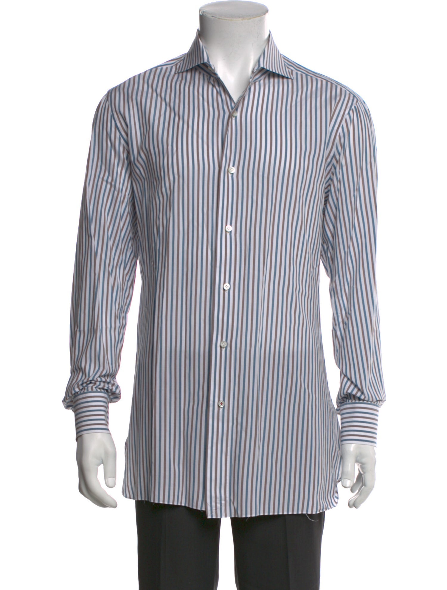 Isaia Striped Long Sleeve Dress Shirt
