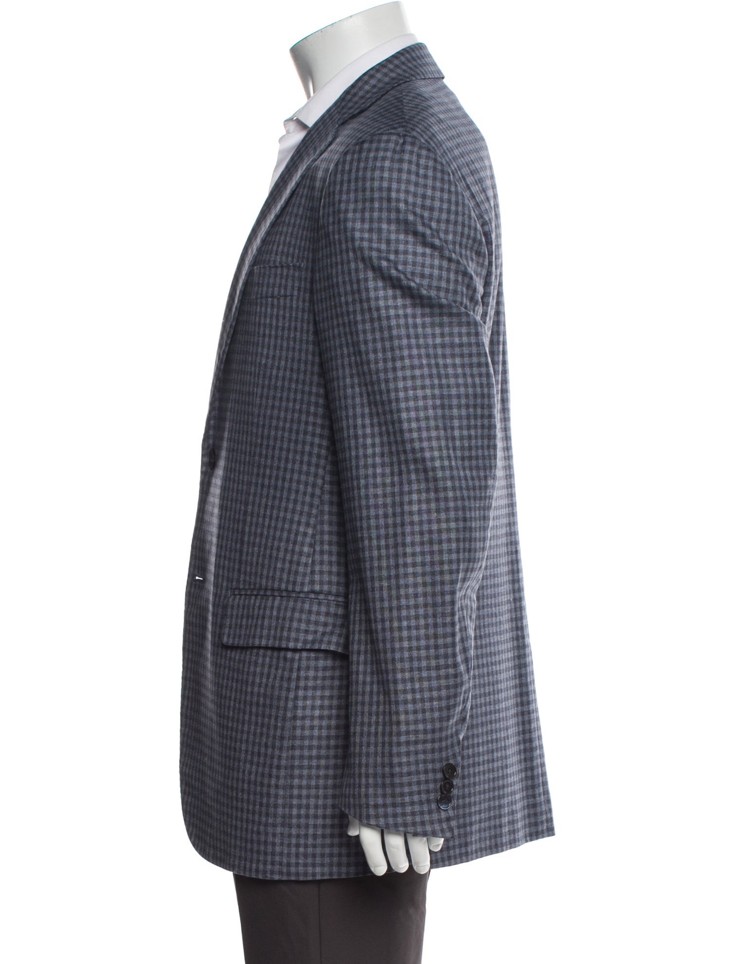 Isaia Silk Plaid Print Blazer