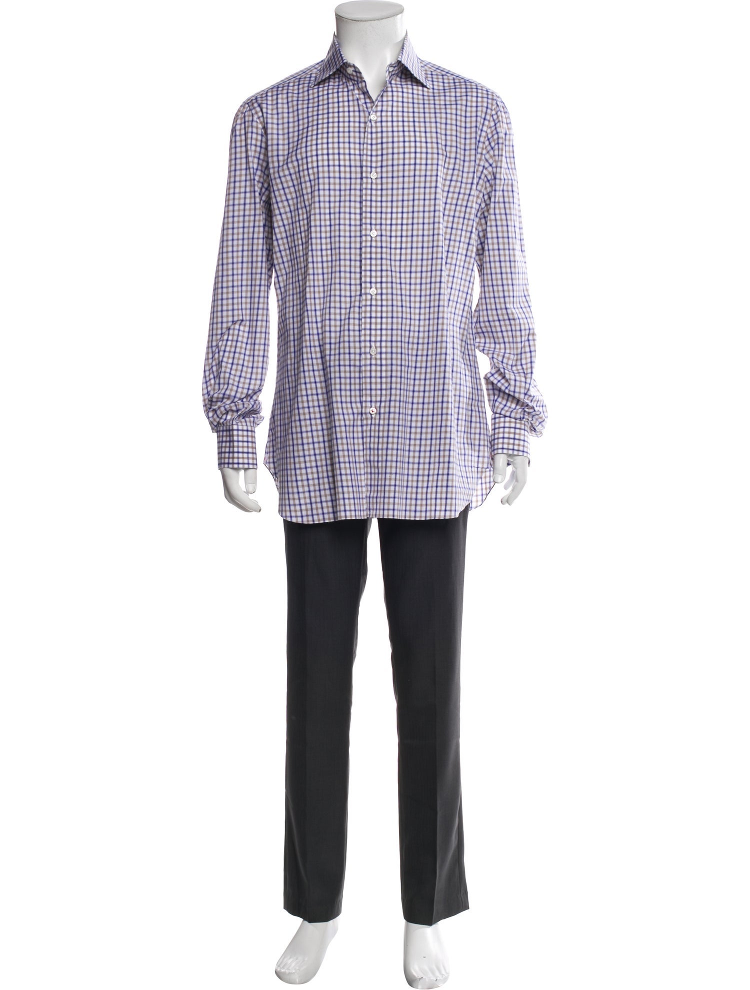Isaia Plaid Print Long Sleeve Shirt