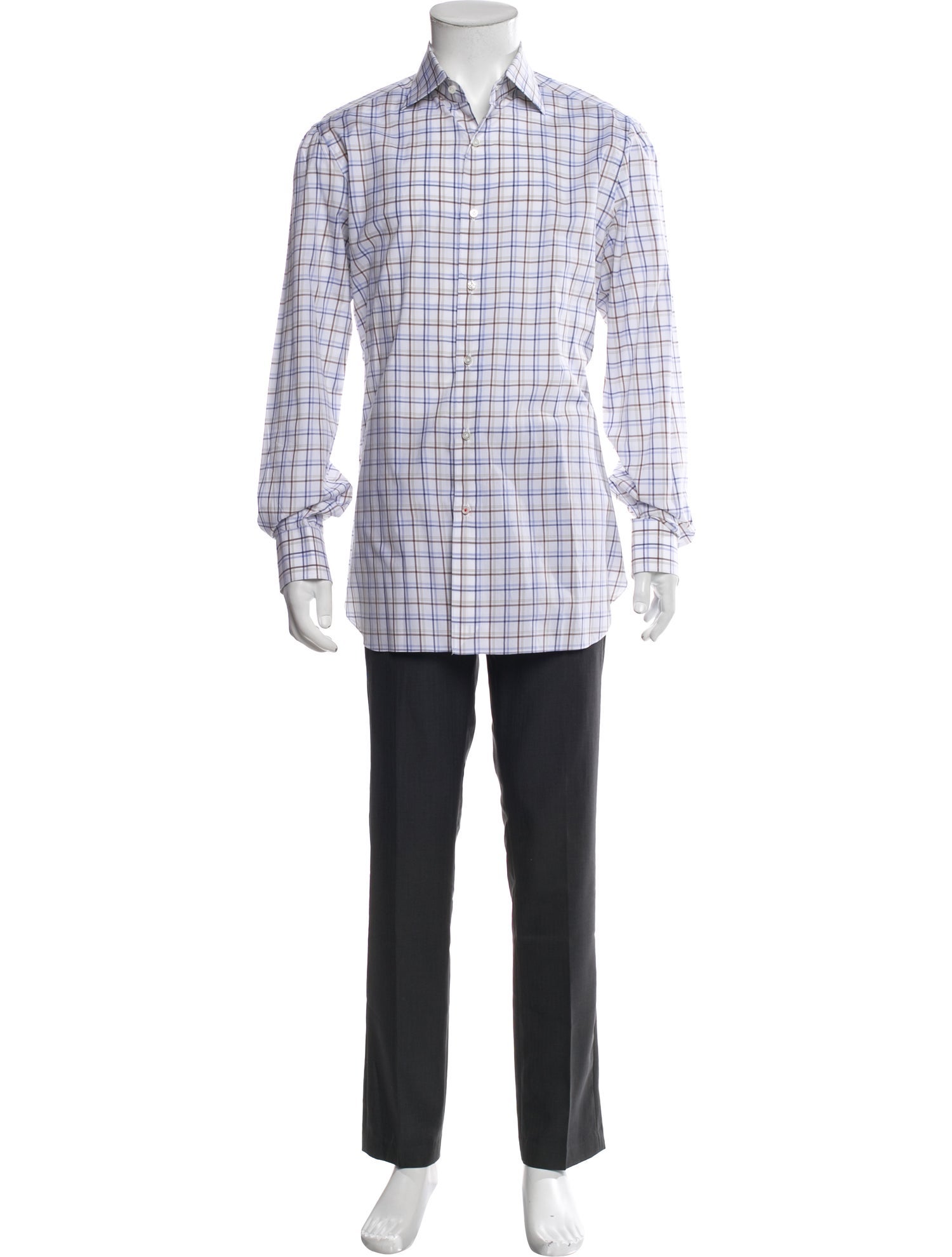 Isaia Plaid Print Long Sleeve Shirt