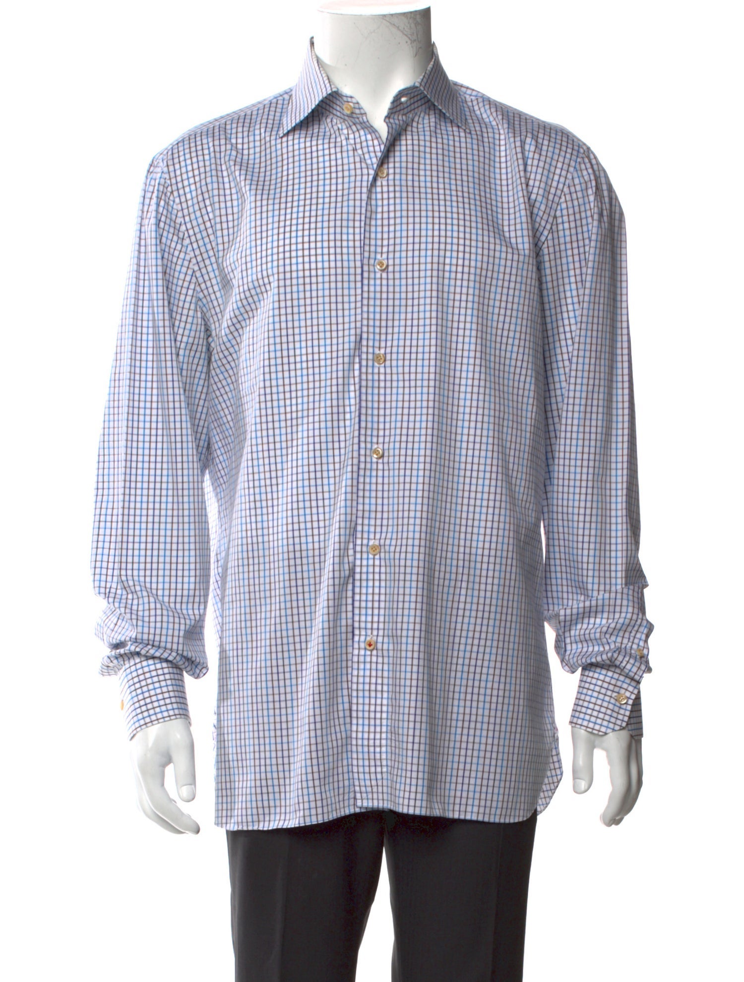 Isaia Plaid Print Long Sleeve Dress Shirt