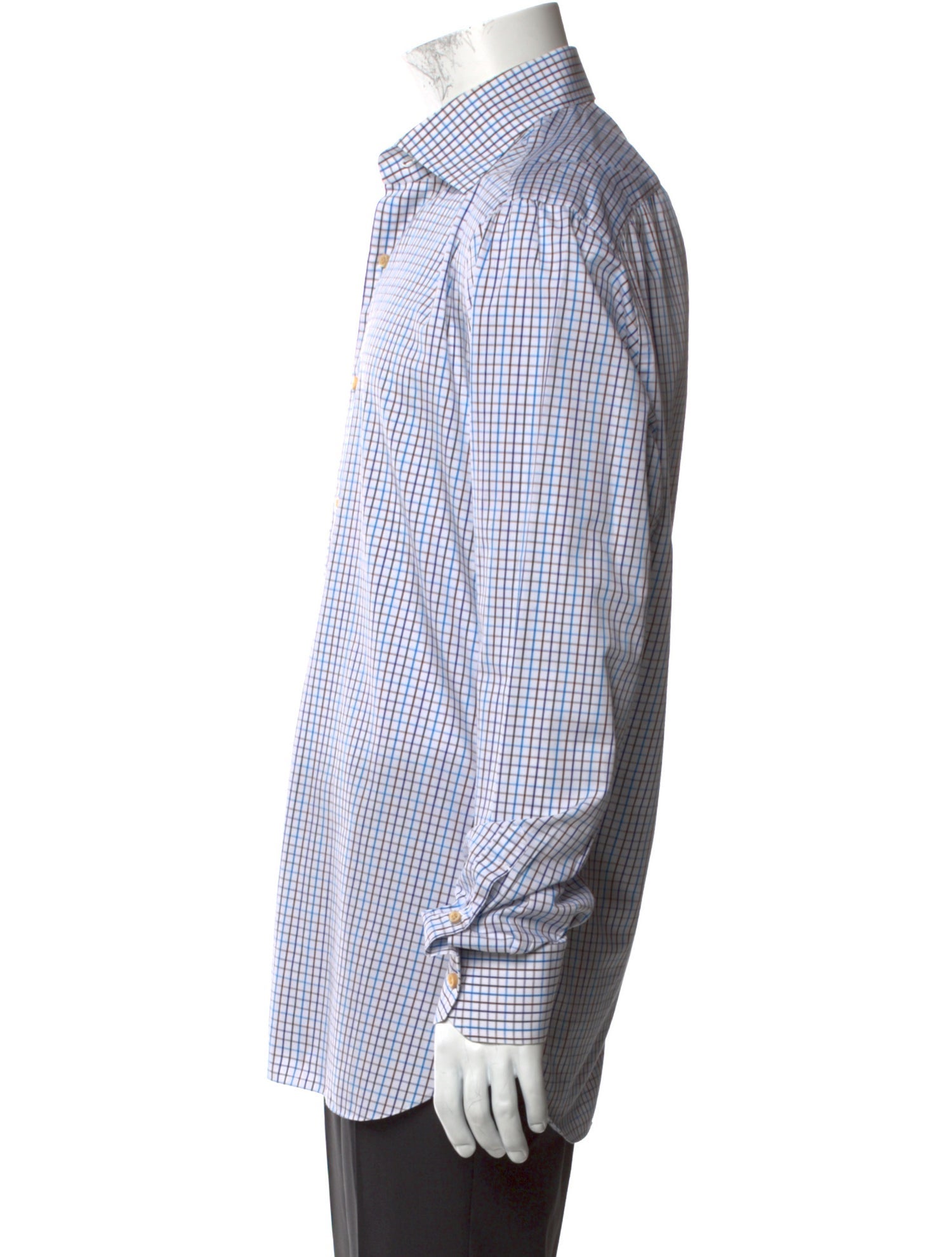 Isaia Plaid Print Long Sleeve Dress Shirt