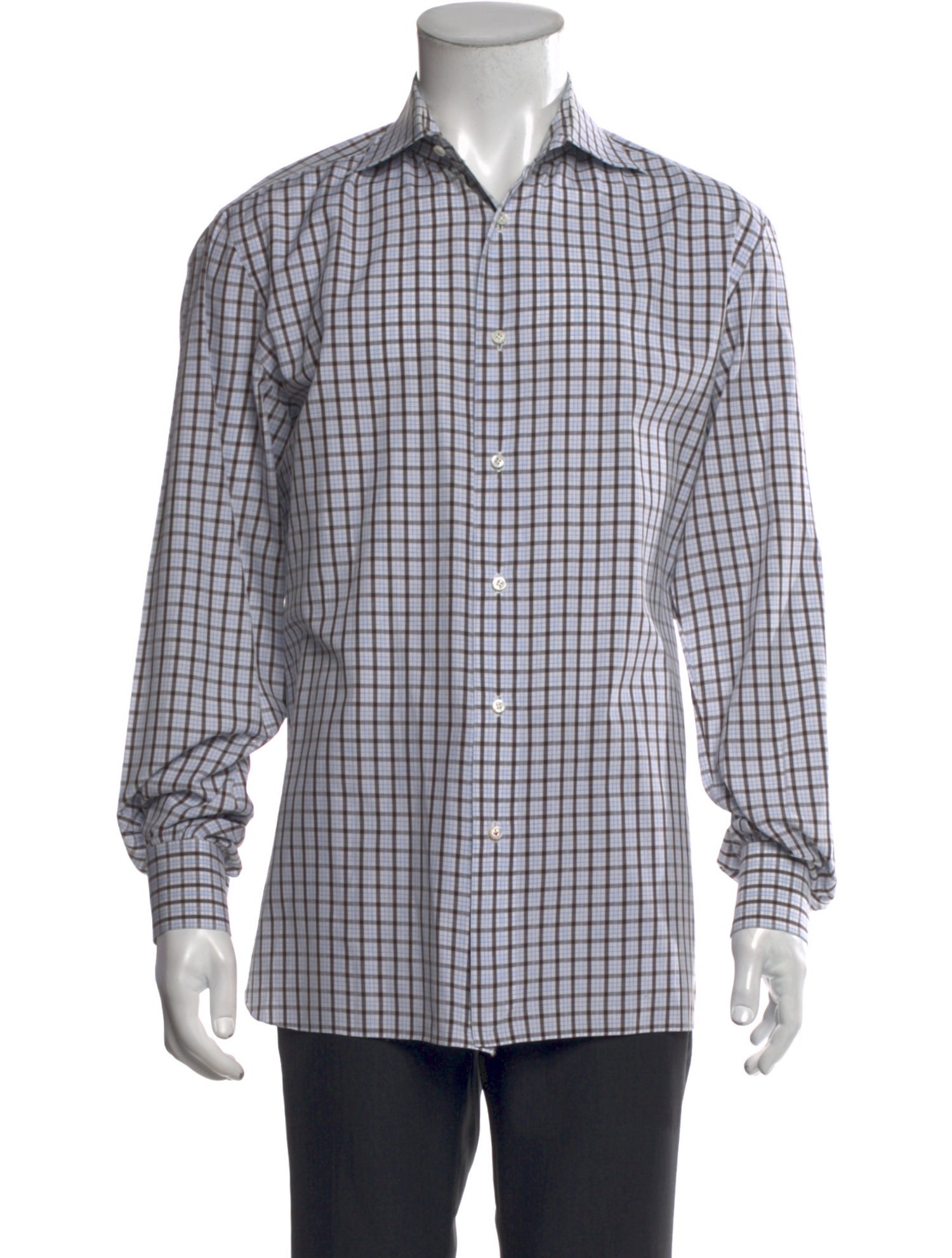Isaia Plaid Print Long Sleeve Shirt