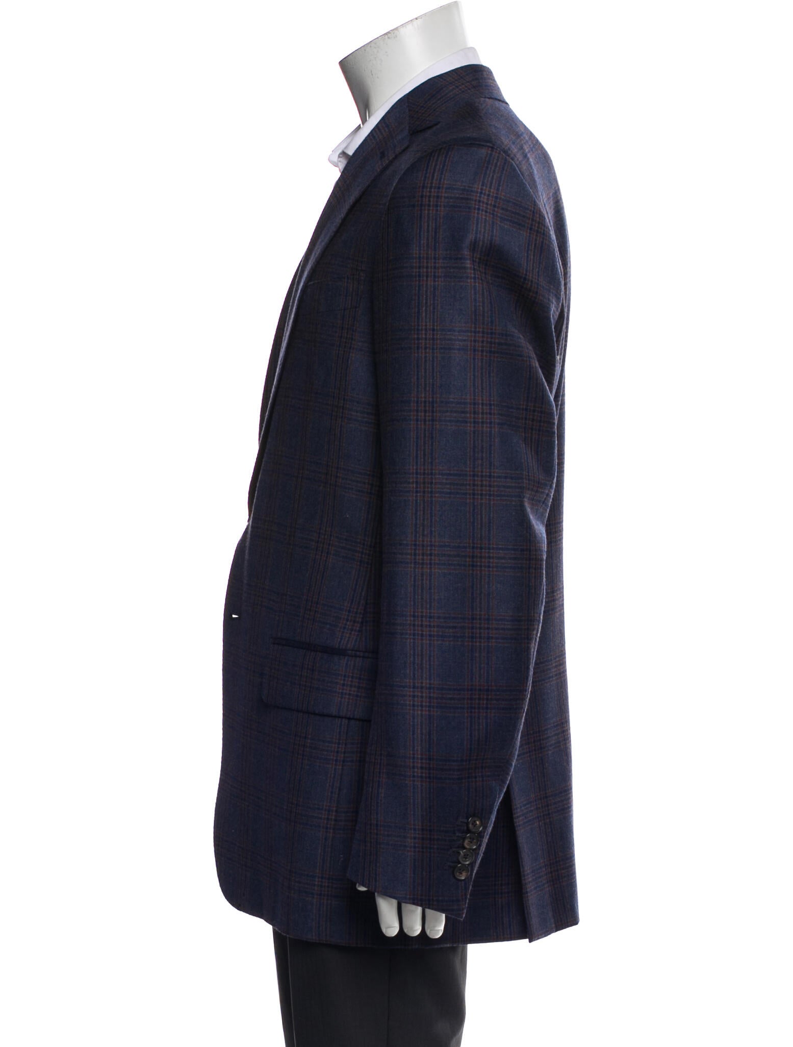 Isaia Wool Plaid Print Blazer