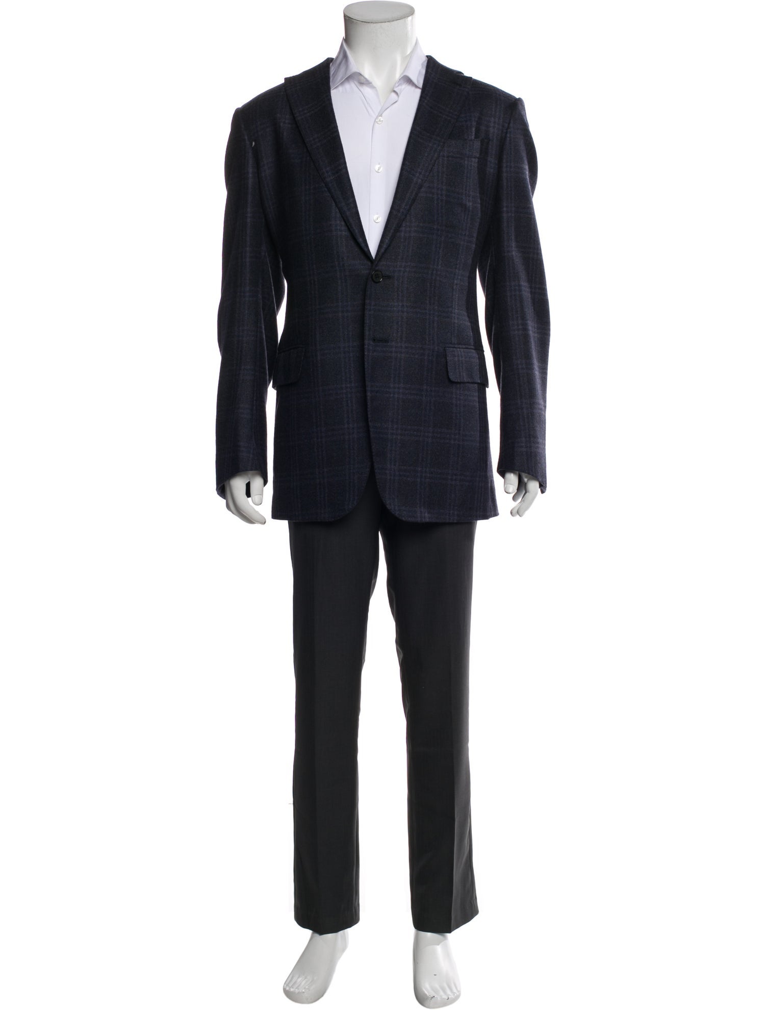 Isaia Cashmere Plaid Print Blazer