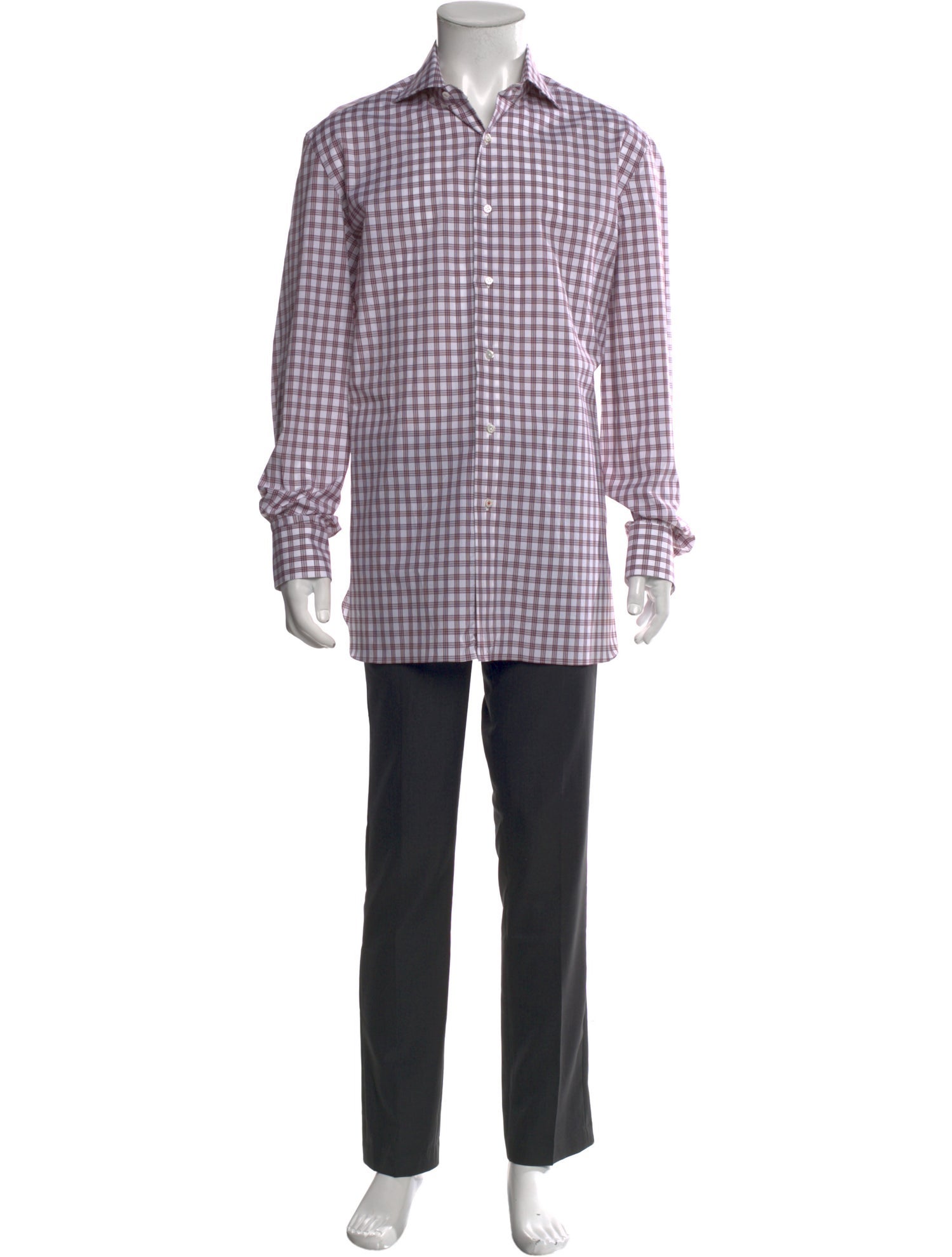 Isaia Plaid Print Long Sleeve Shirt