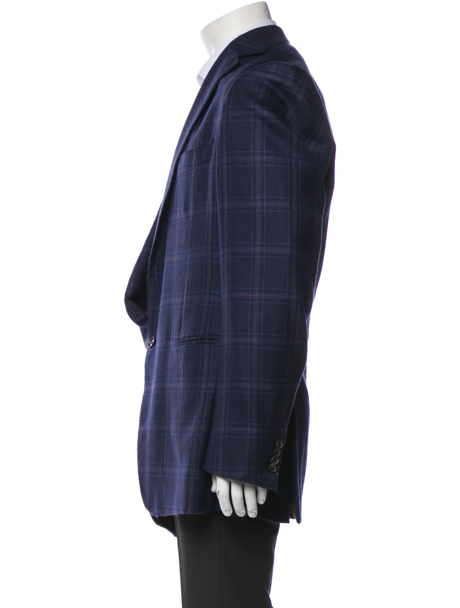 Isaia Cashmere Plaid Print Blazer