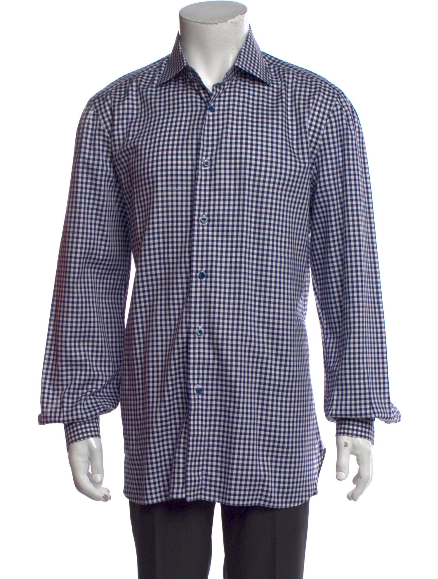 Isaia Plaid Print Long Sleeve Dress Shirt