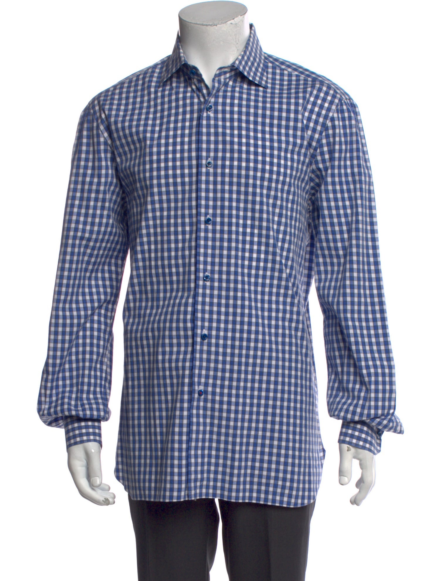 Isaia Plaid Print Long Sleeve Dress Shirt