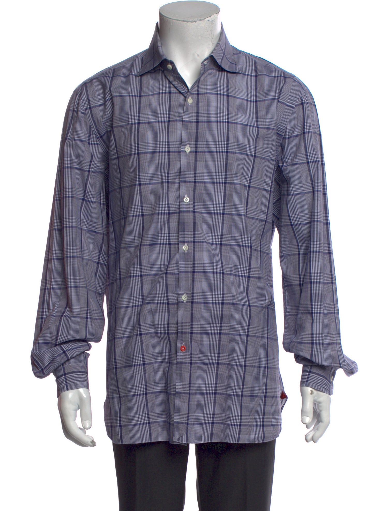Isaia Plaid Print Long Sleeve Dress Shirt