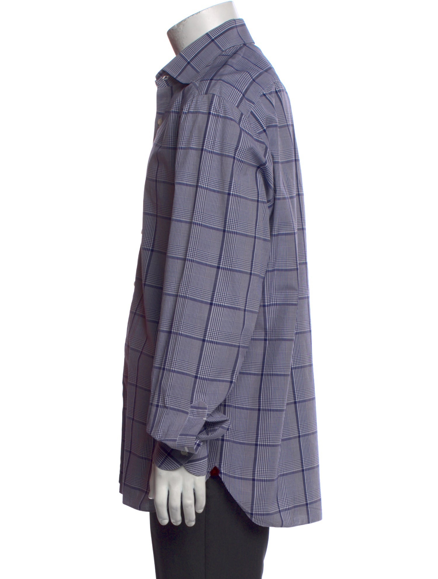 Isaia Plaid Print Long Sleeve Dress Shirt