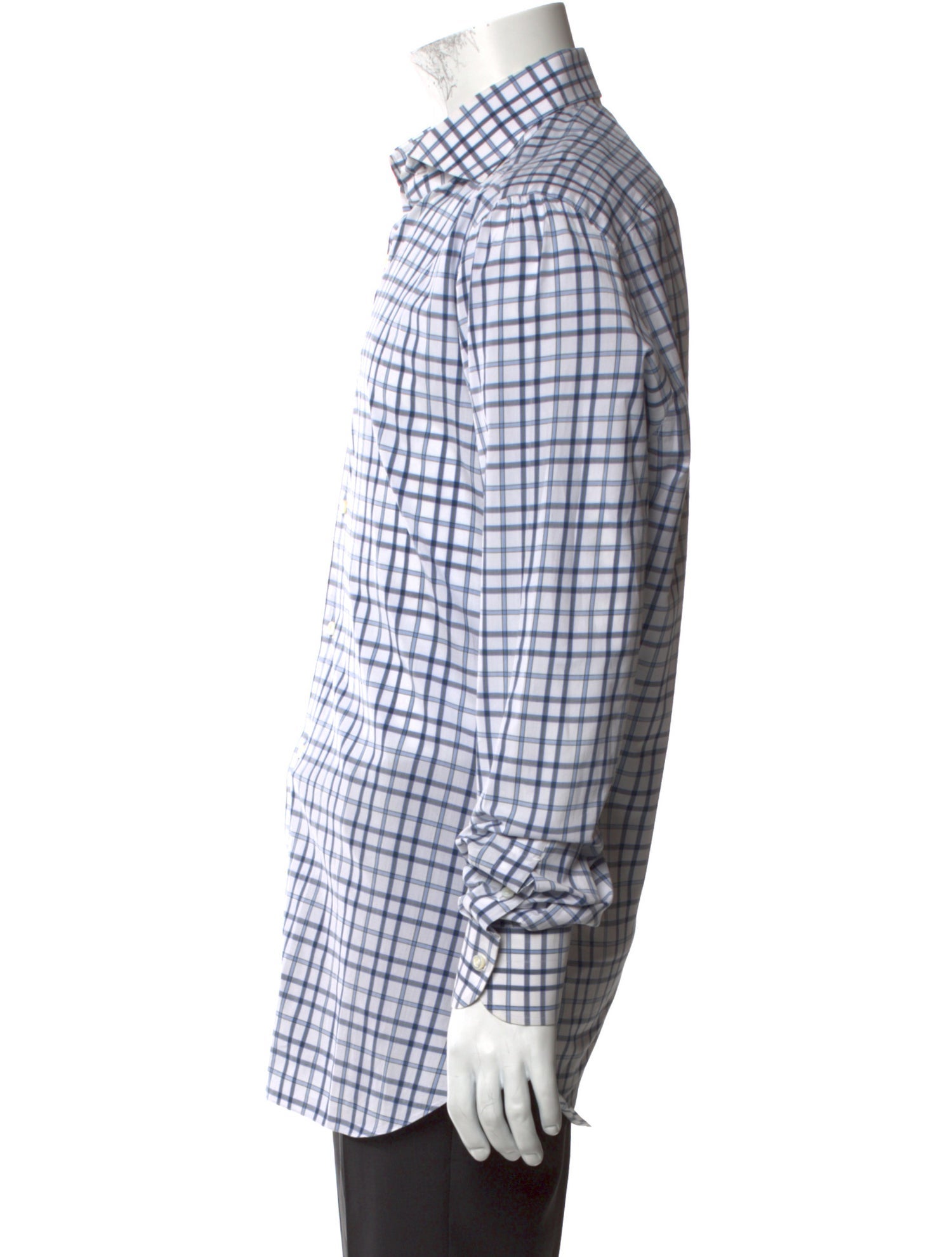 Isaia Plaid Print Long Sleeve Dress Shirt