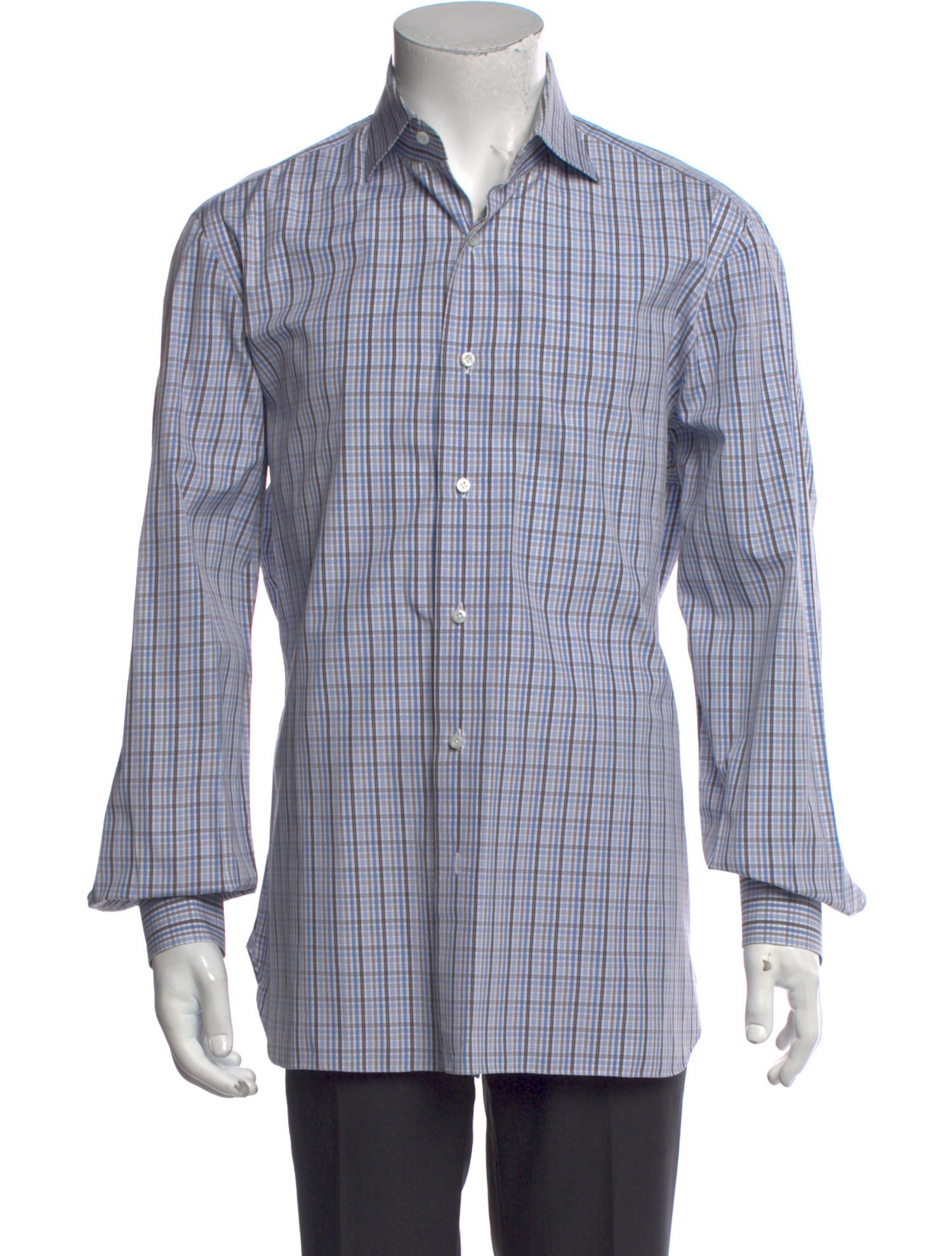 Isaia Plaid Print Long Sleeve Shirt