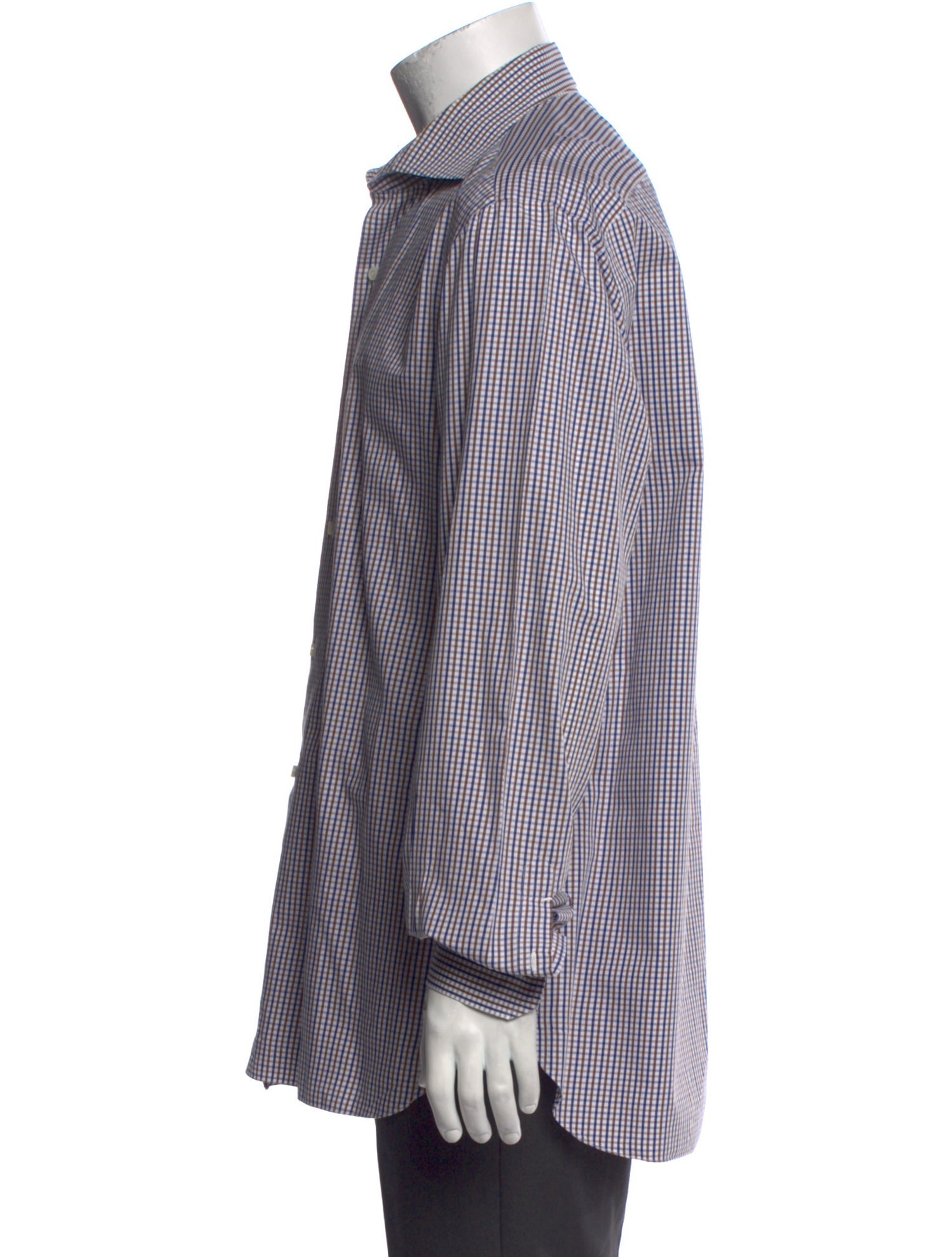 Isaia Plaid Print Long Sleeve Dress Shirt