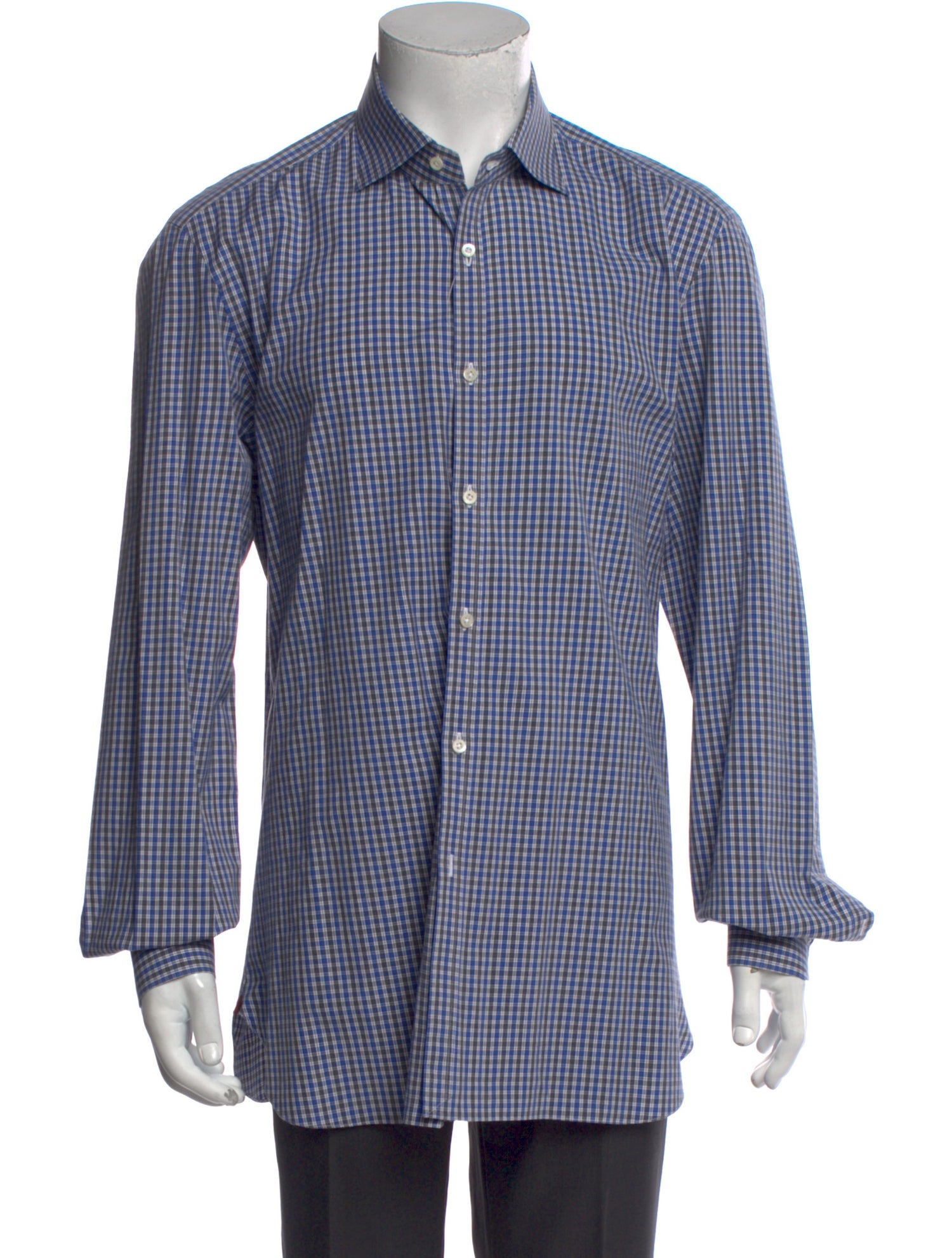 Isaia Plaid Print Long Sleeve Dress Shirt