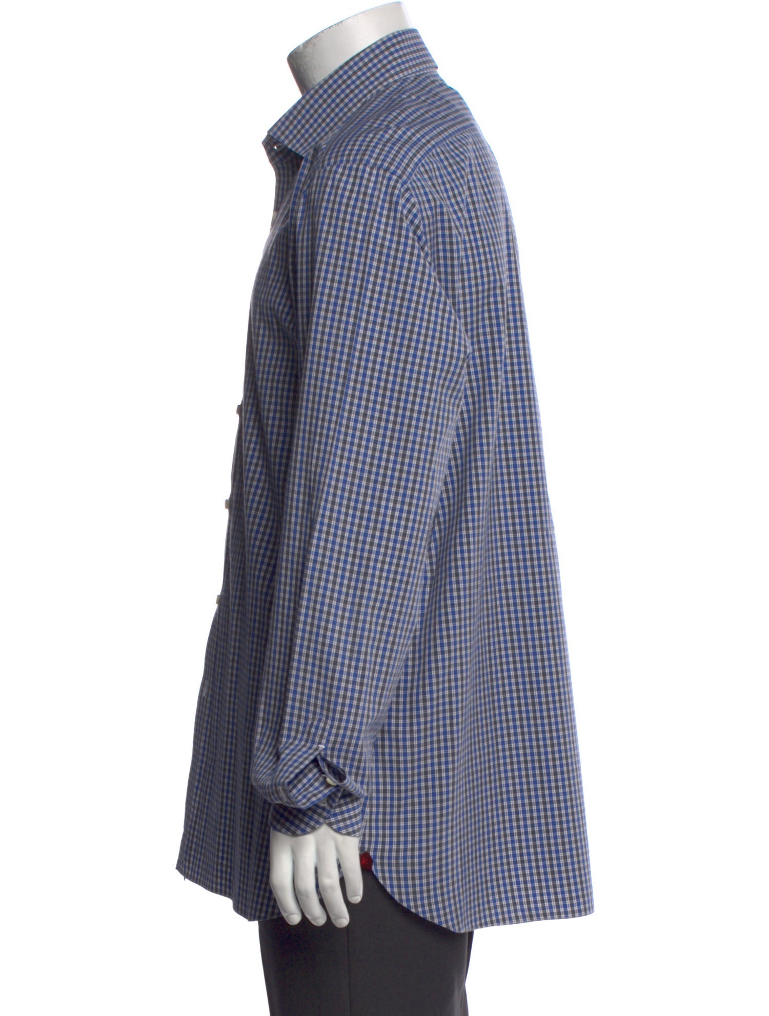 Isaia Plaid Print Long Sleeve Dress Shirt