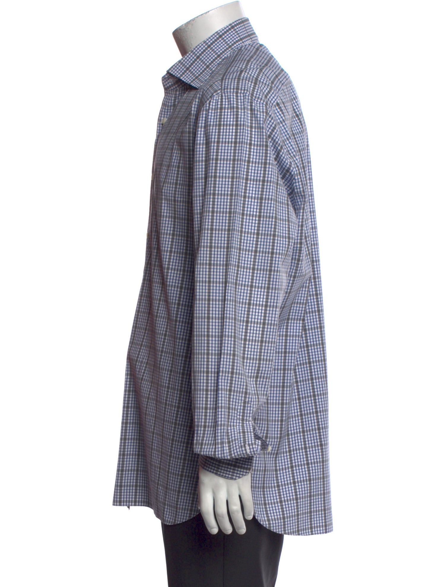 Isaia Plaid Print Long Sleeve Dress Shirt