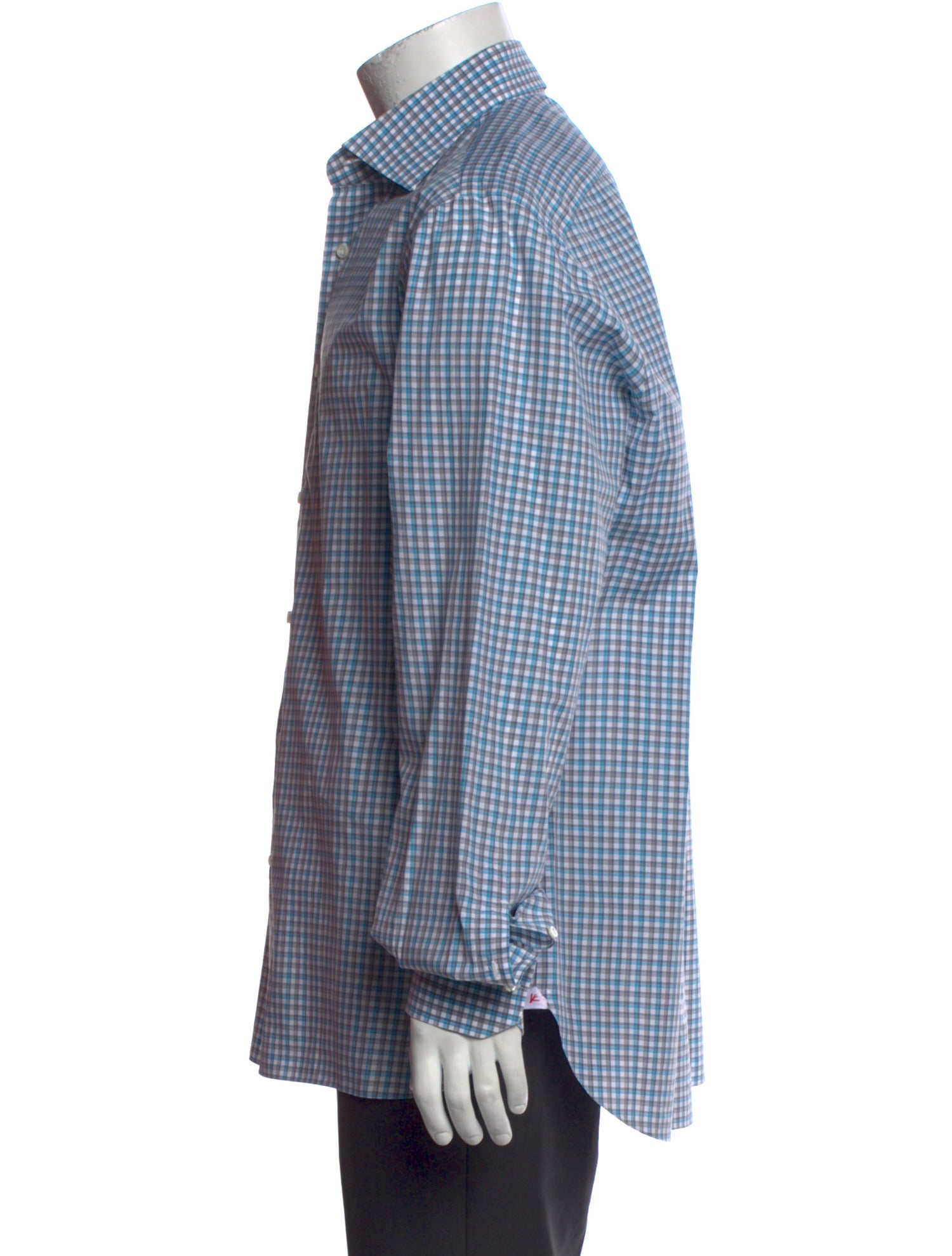 Isaia Plaid Print Long Sleeve Dress Shirt