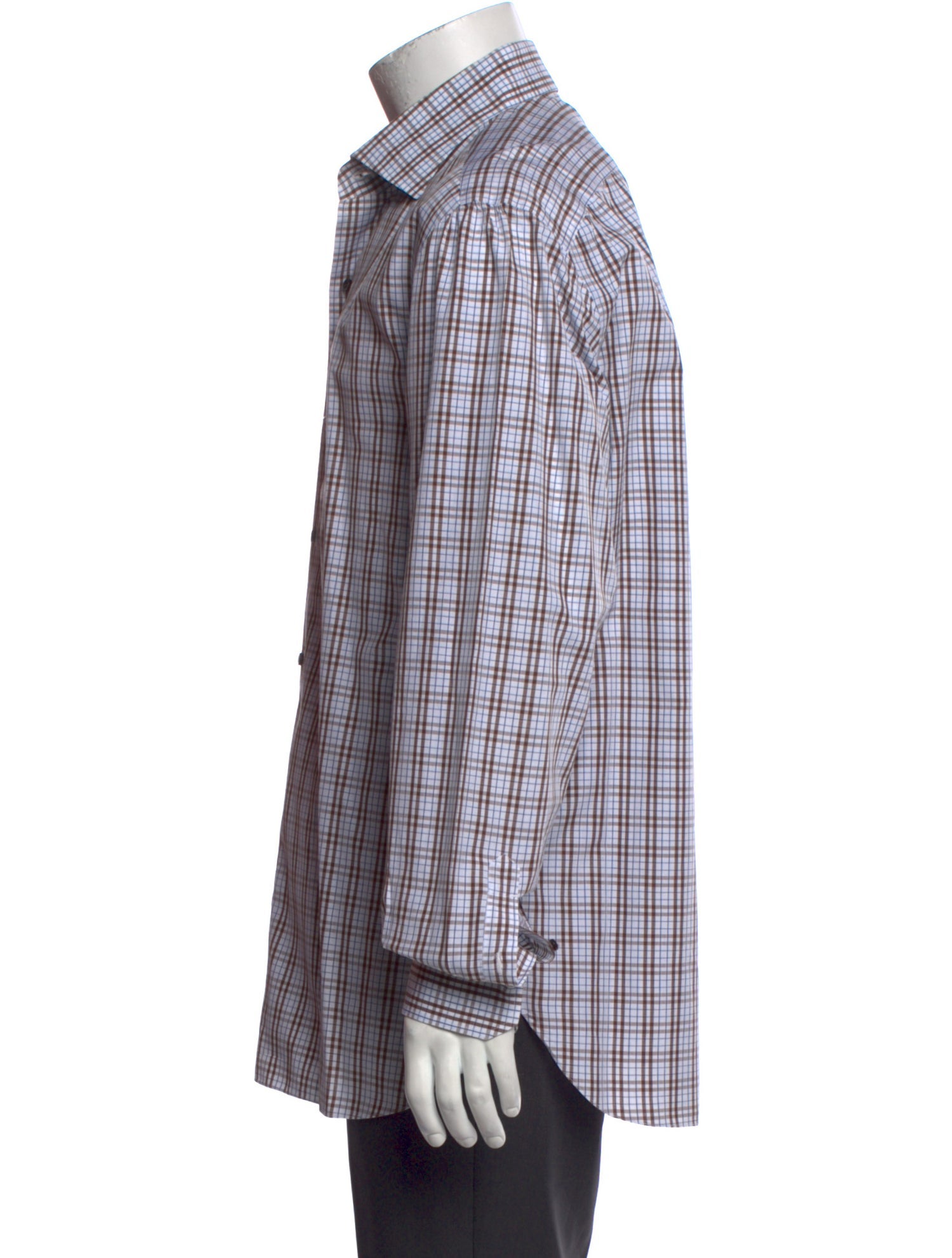 Isaia Plaid Print Long Sleeve Dress Shirt