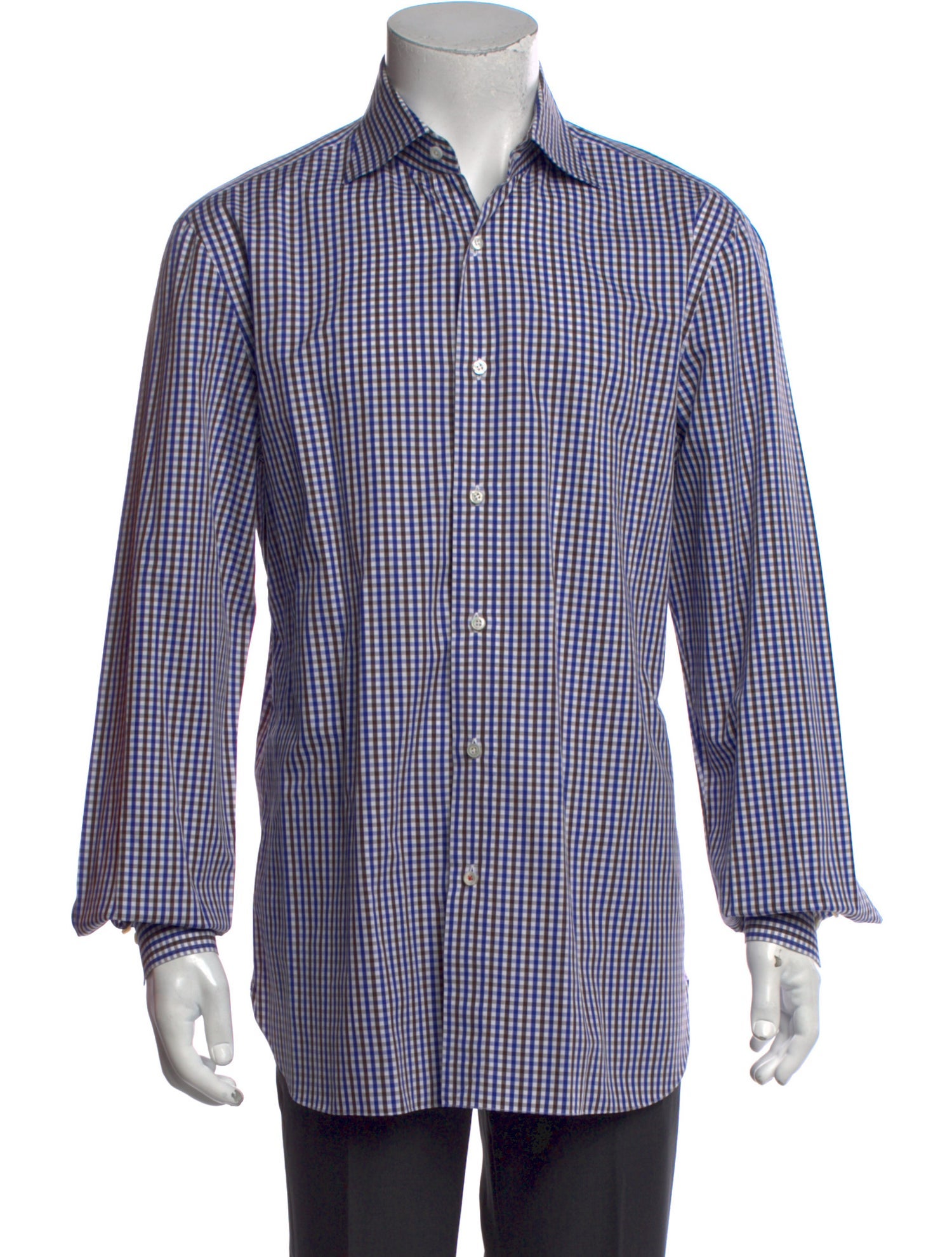Isaia Plaid Print Long Sleeve Dress Shirt
