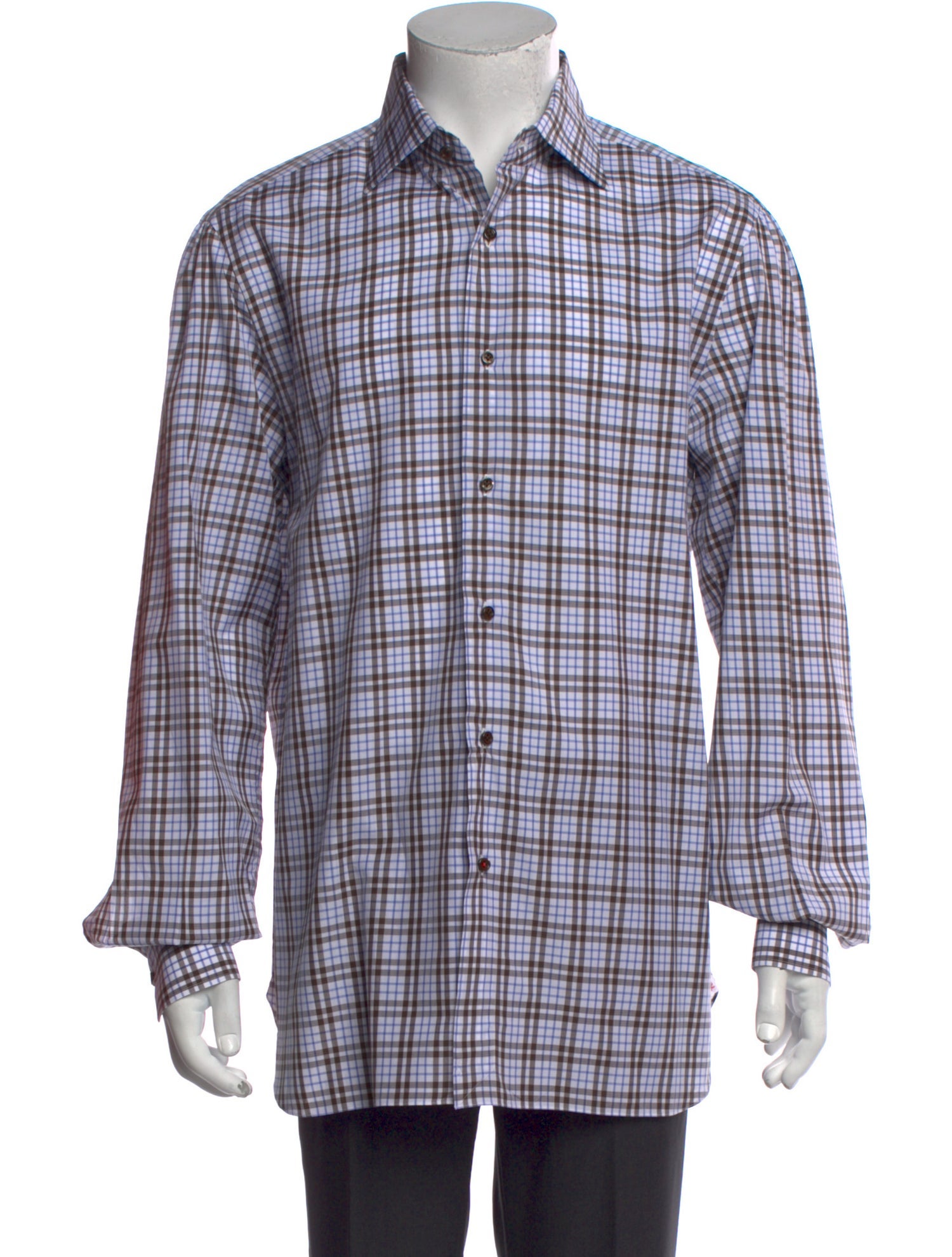 Isaia Plaid Print Long Sleeve Dress Shirt