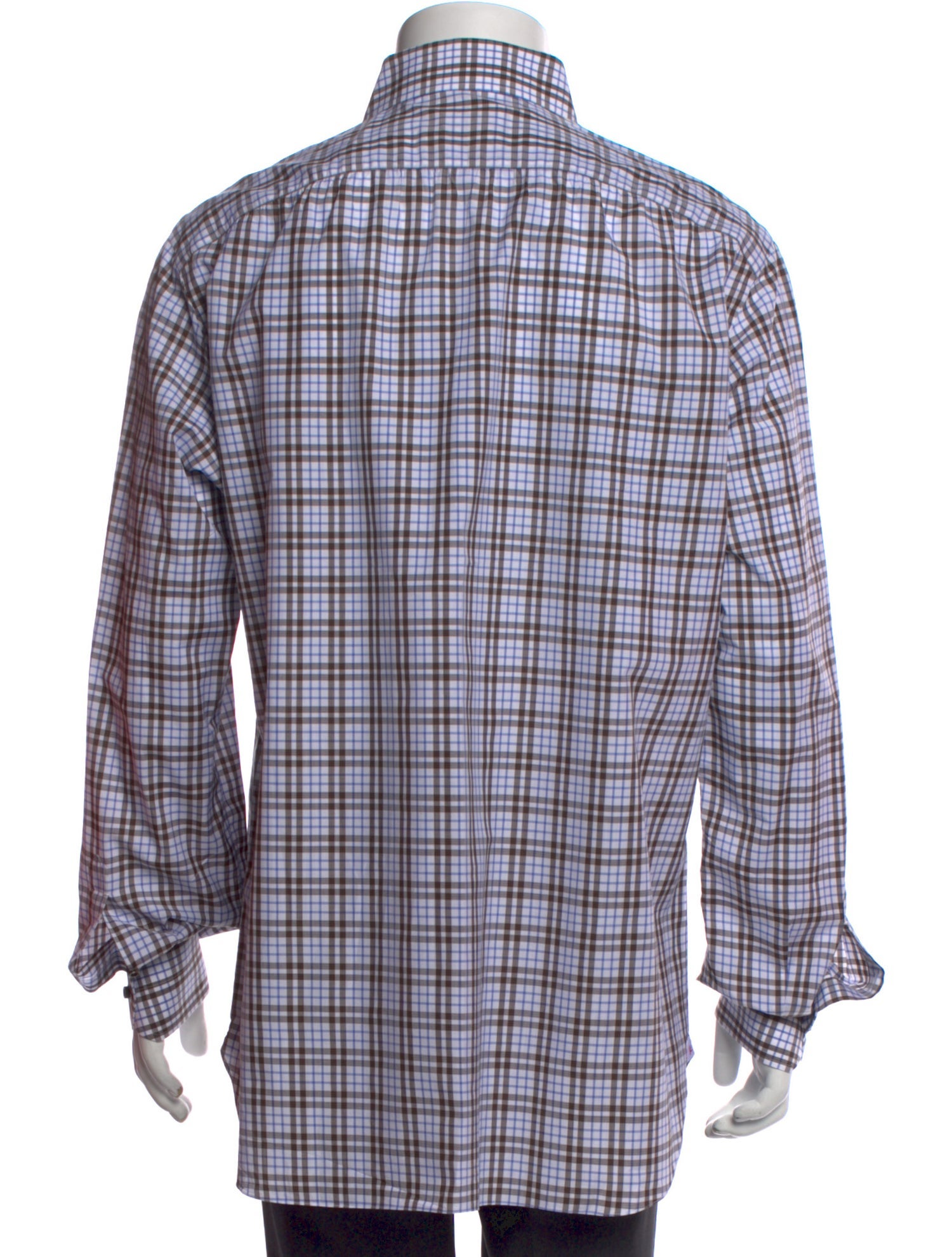 Isaia Plaid Print Long Sleeve Dress Shirt