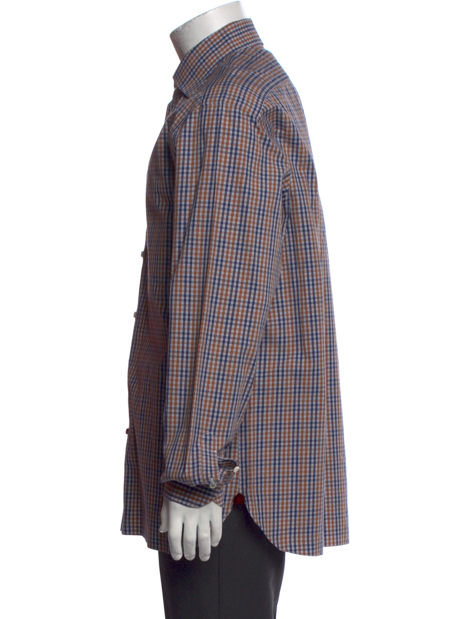 Isaia Plaid Print Long Sleeve Dress Shirt