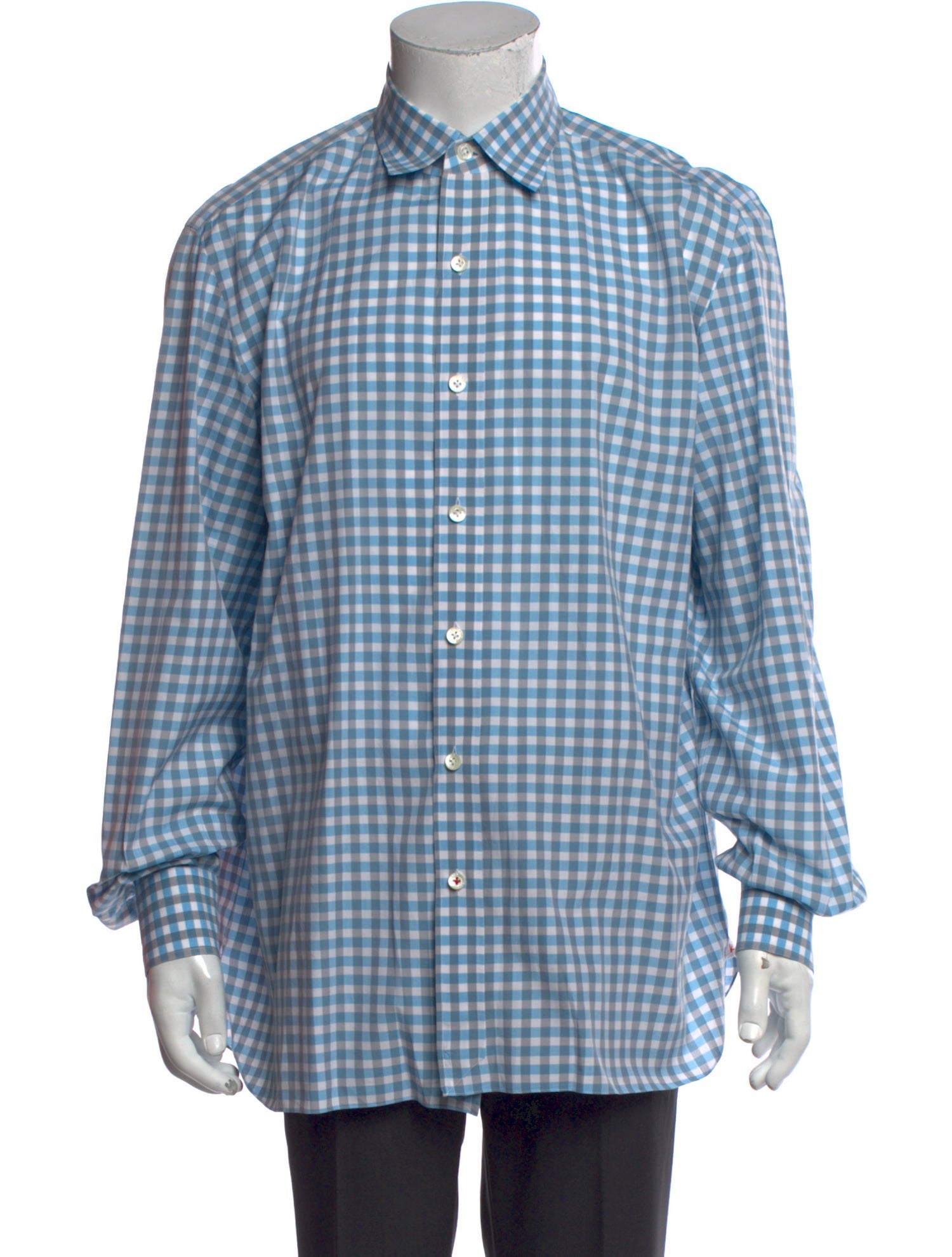 Isaia Plaid Print Long Sleeve Dress Shirt