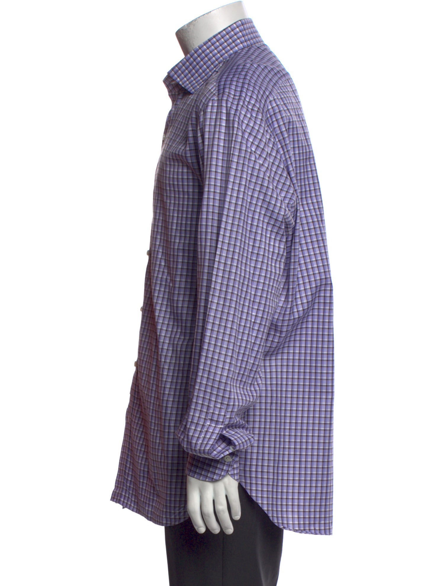 Isaia Plaid Print Long Sleeve Dress Shirt
