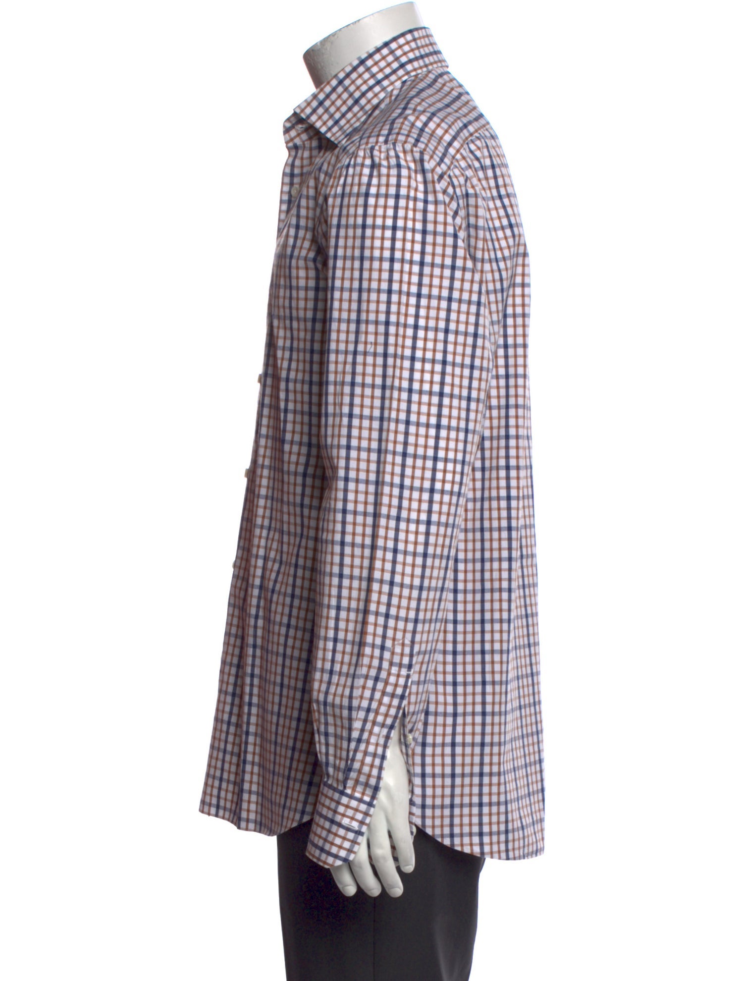 Isaia Plaid Print Long Sleeve Dress Shirt