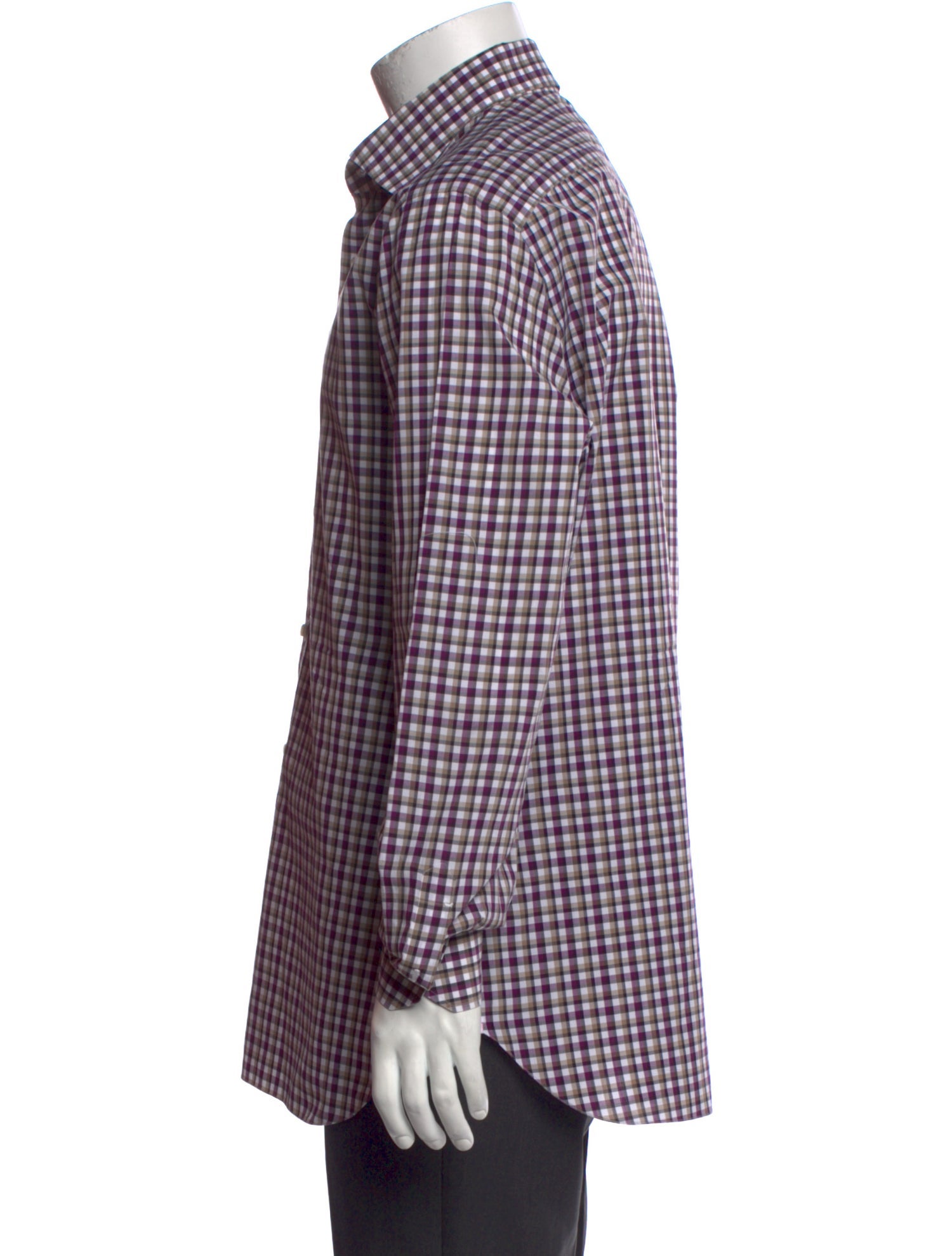 Isaia Plaid Print Long Sleeve Dress Shirt