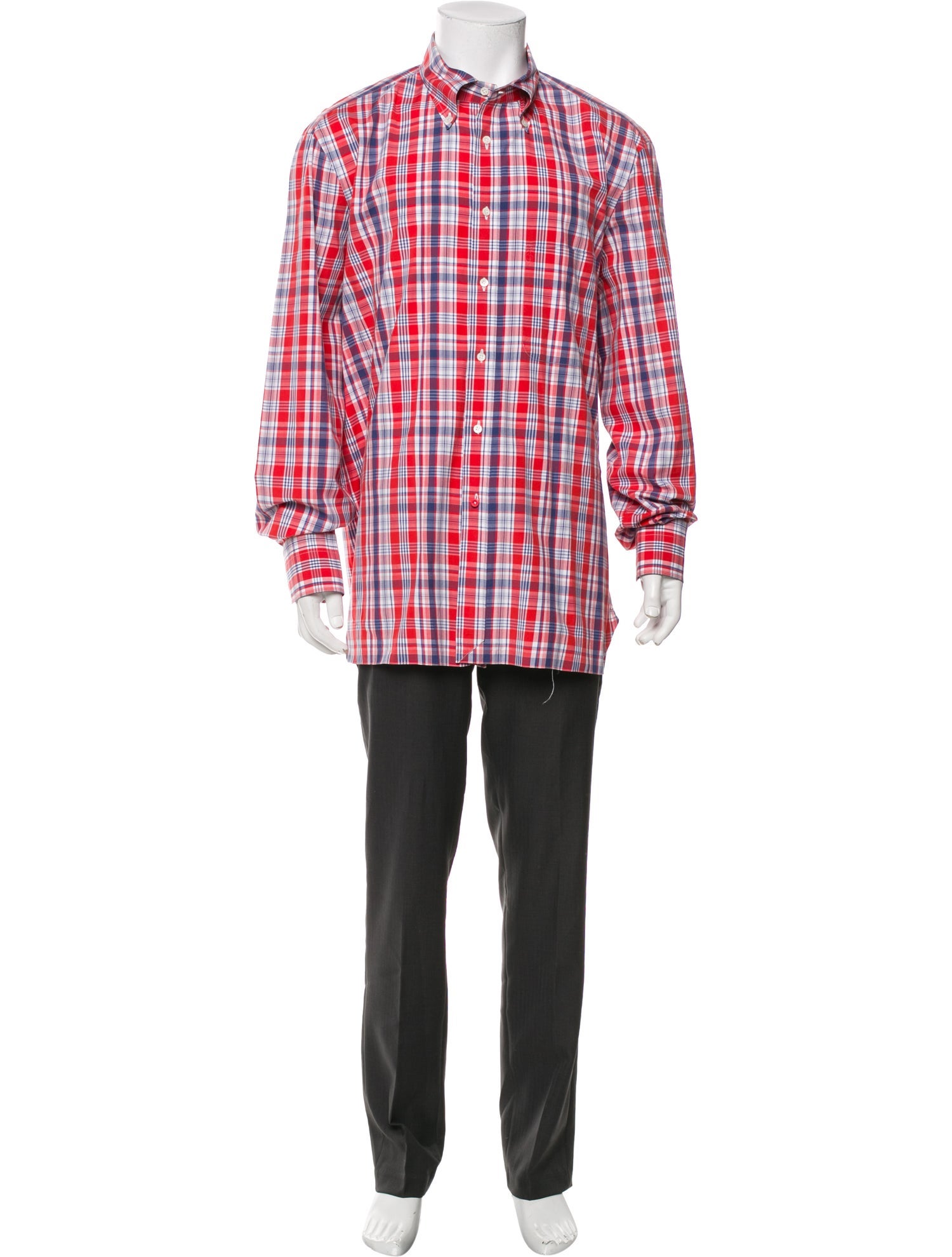 Isaia Plaid Print Long Sleeve Shirt