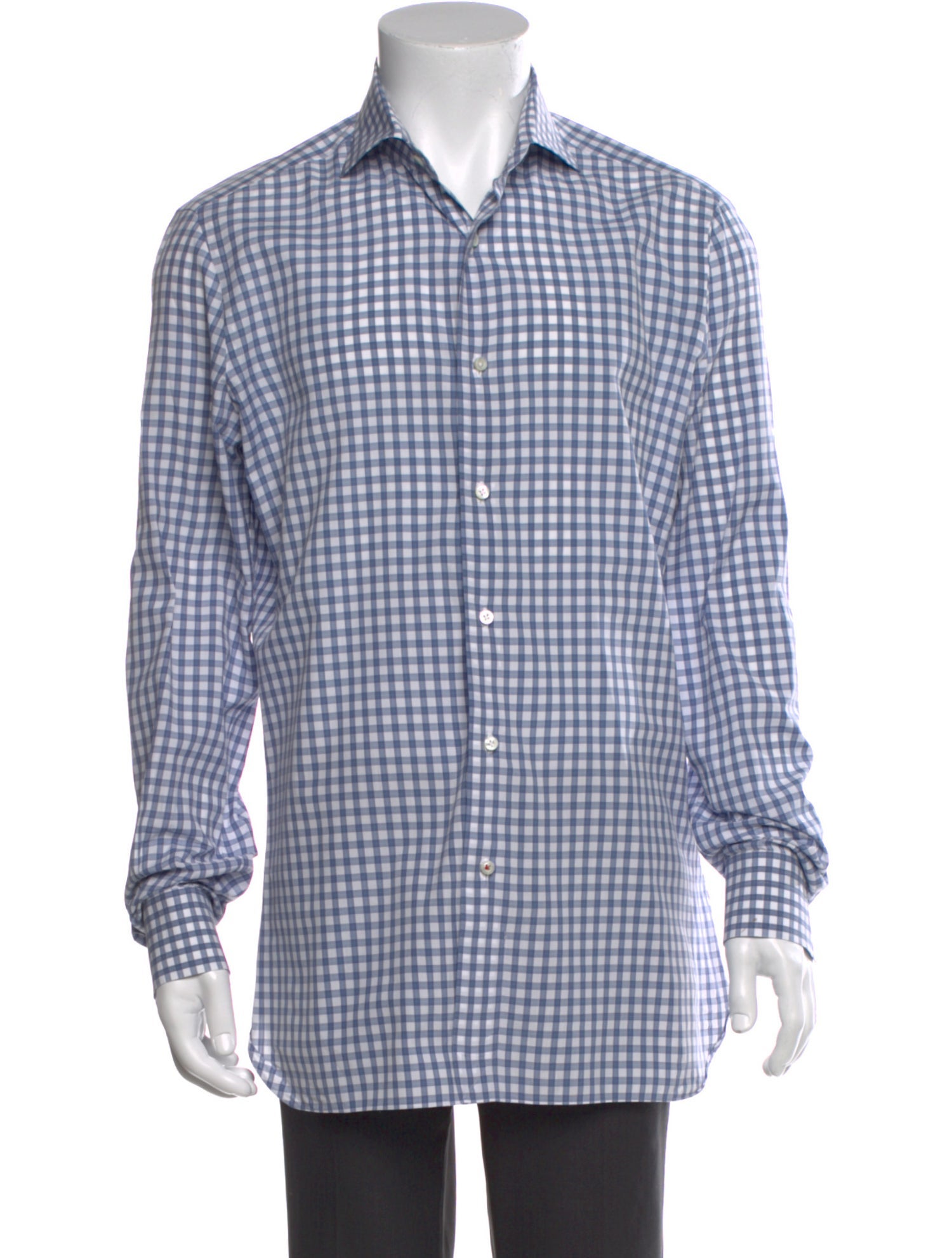 Isaia Plaid Print Long Sleeve Dress Shirt