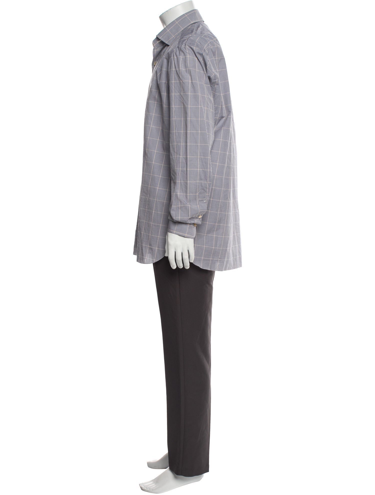 Isaia Plaid Print Long Sleeve Dress Shirt