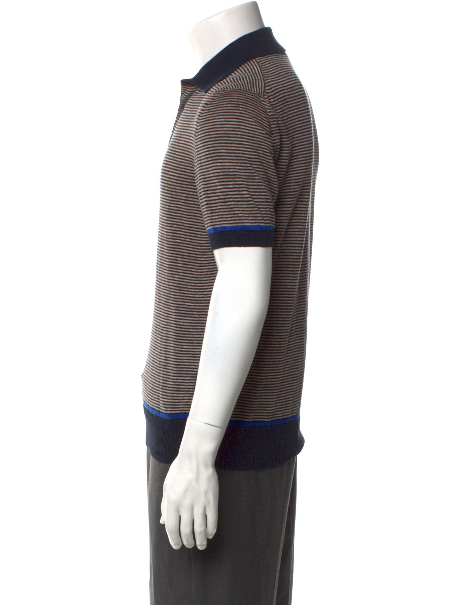 Isaia Linen Striped Polo Sweater