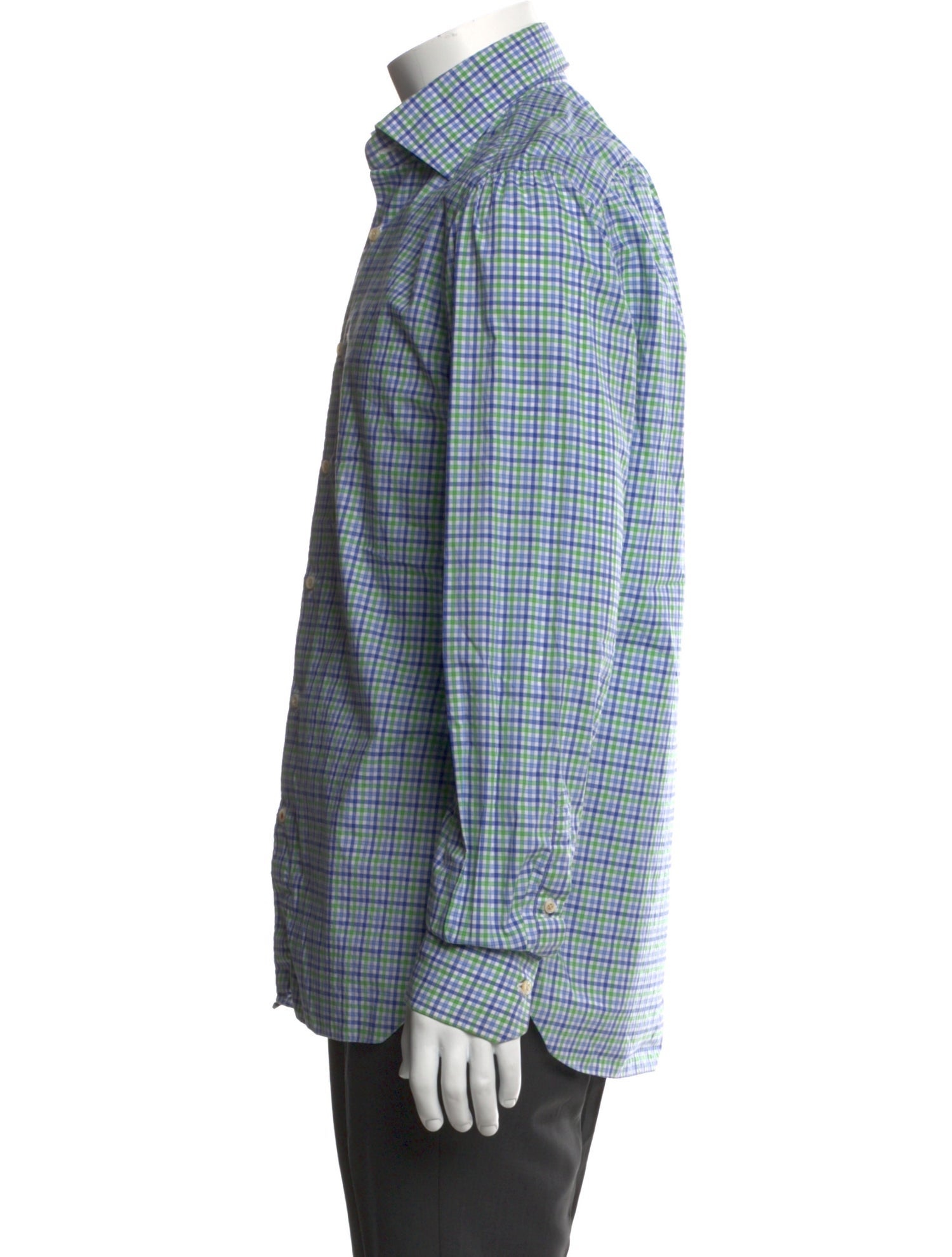 Isaia Plaid Print Long Sleeve Dress Shirt